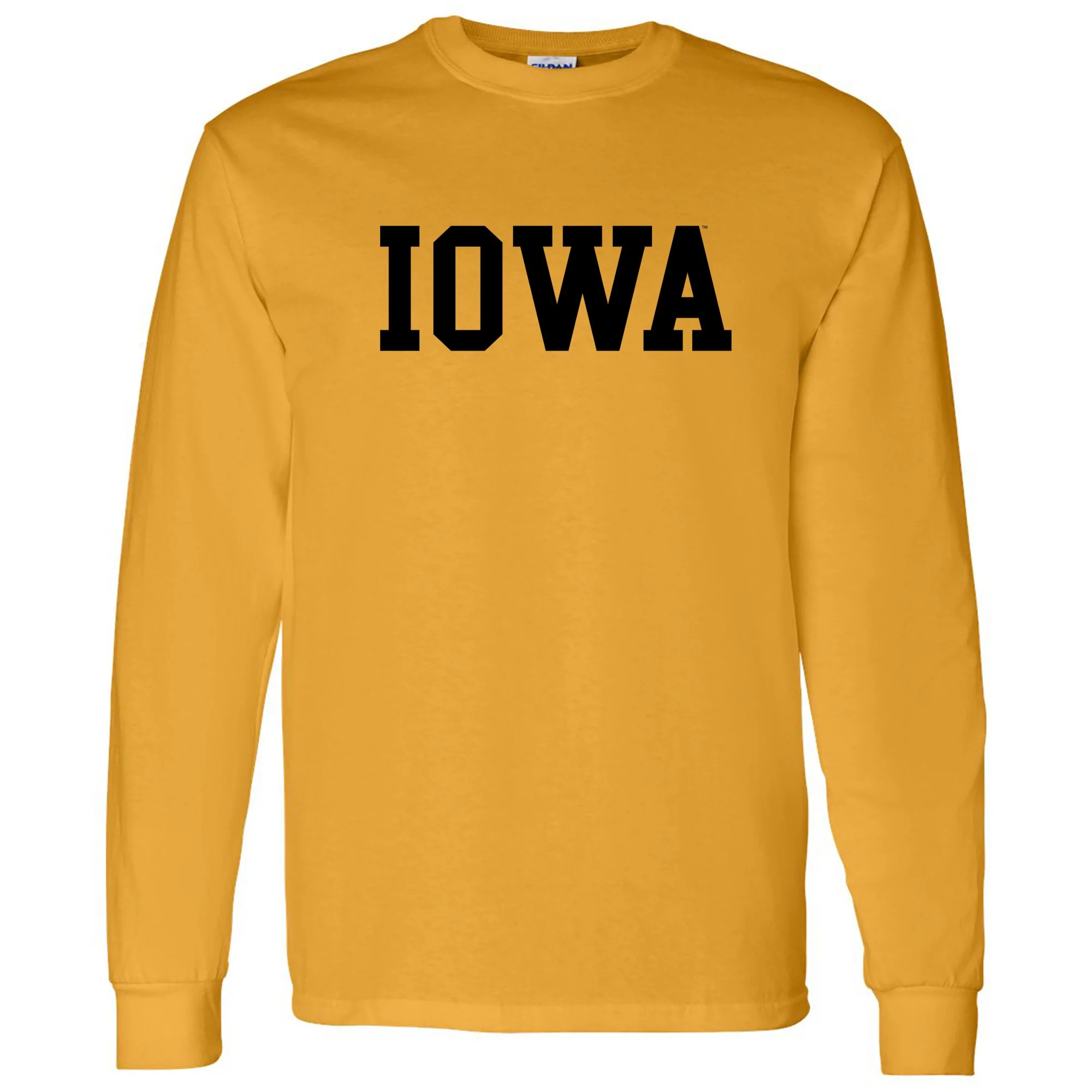 University of Iowa Hawkeyes Basic Block Long Sleeve T Shirt - Gold