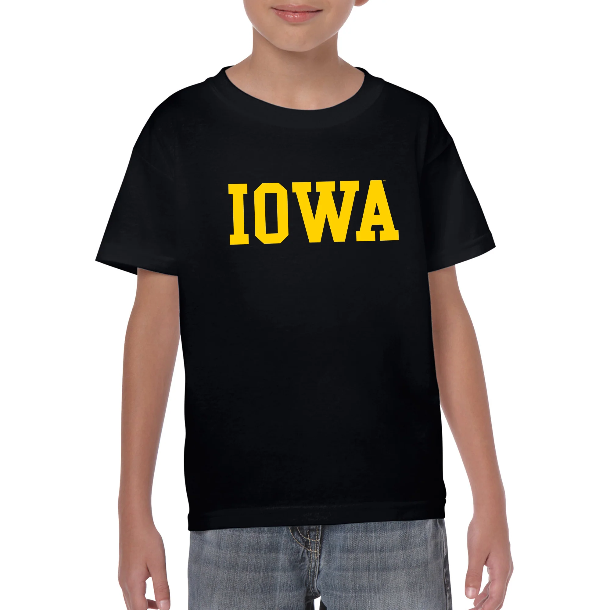 Iowa Hawkeyes Basic Block Youth T-Shirt - Black - Image 4