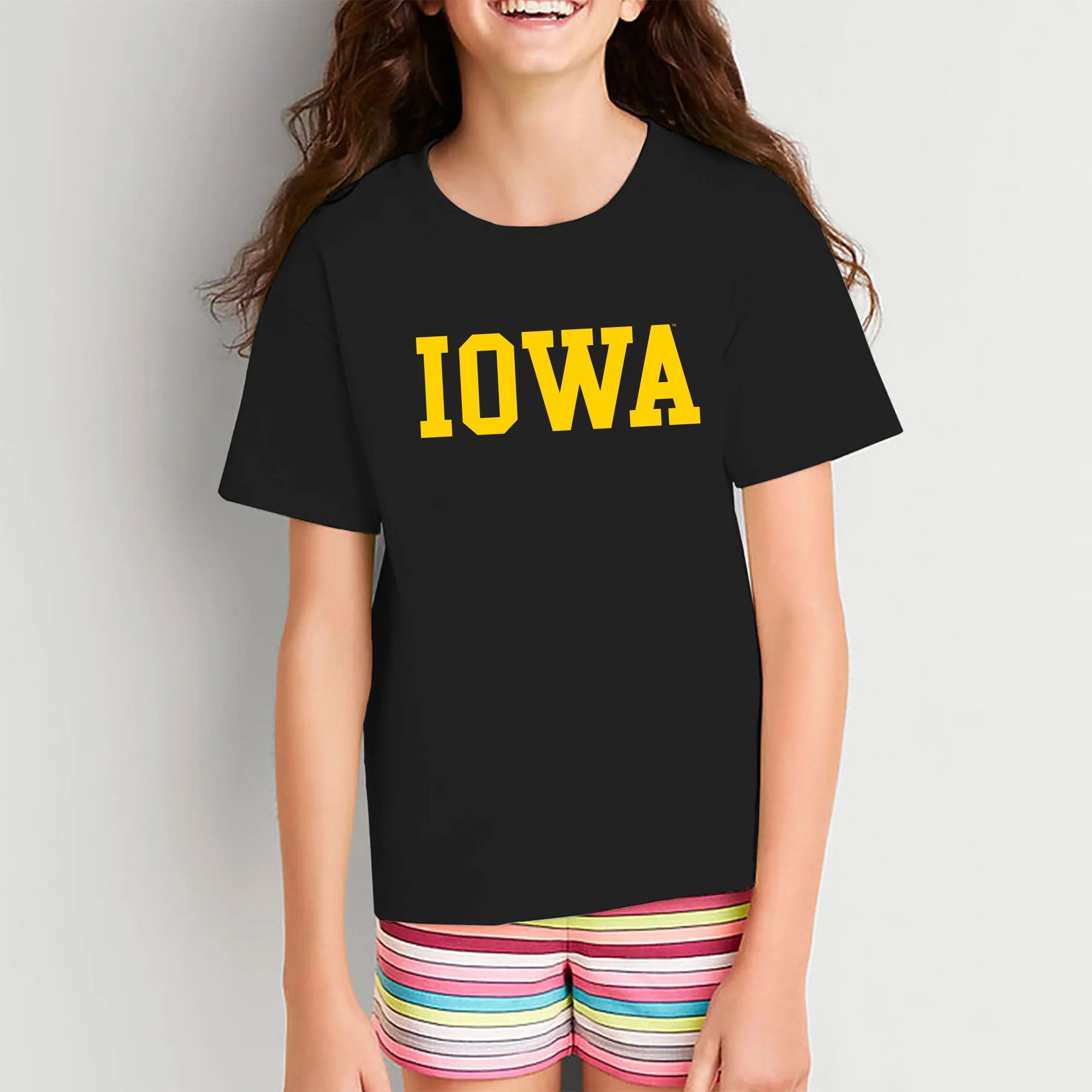 Iowa Hawkeyes Basic Block Youth T-Shirt - Black - Image 5
