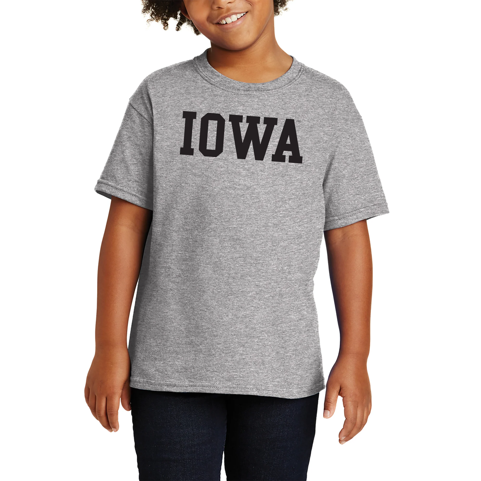University of Iowa Hawkeyes Basic Block Youth Short Sleeves T Shirt - Sport Grey - Image 3
