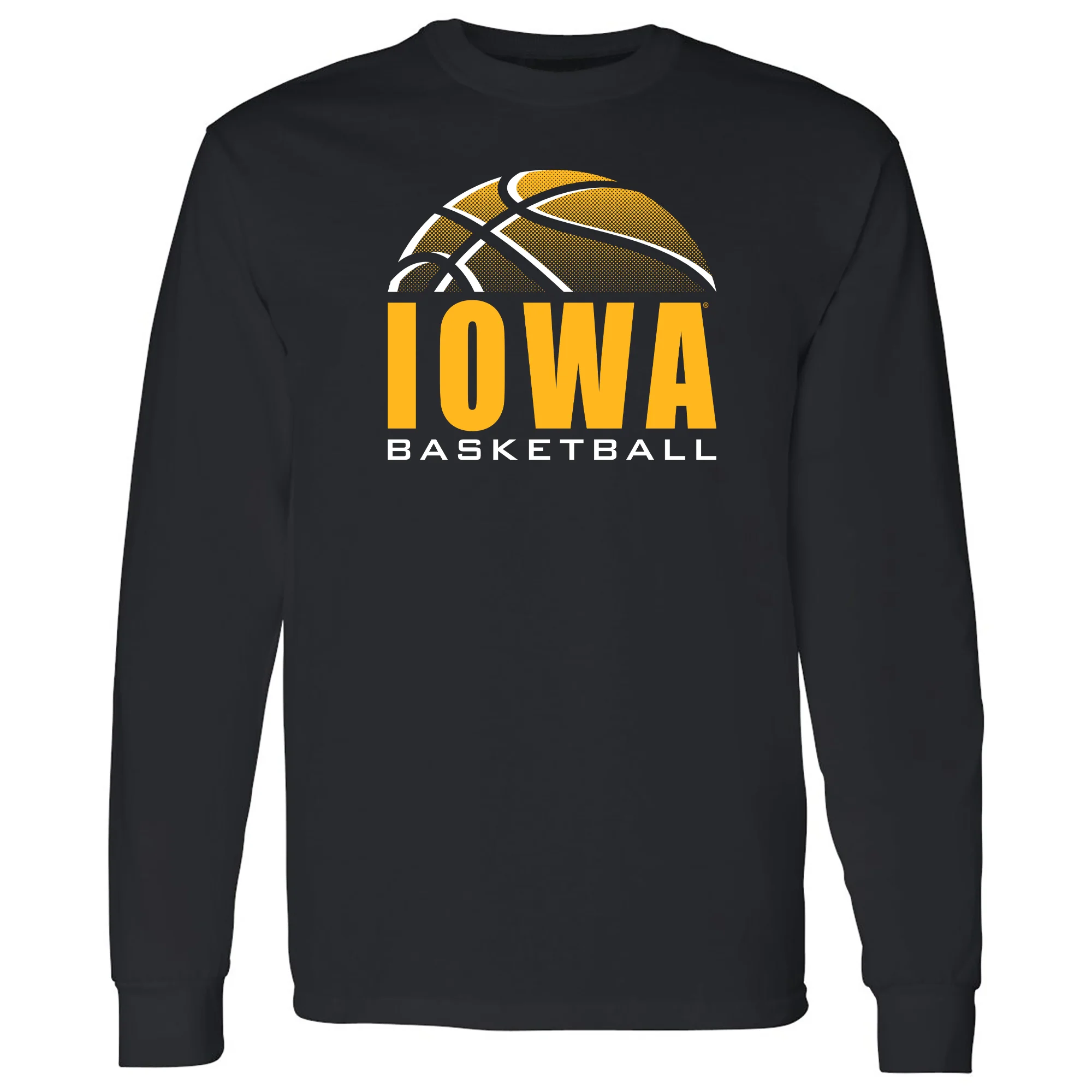 University of Iowa Hawkeyes Basketball Shadow Long Sleeve T Shirt- Black