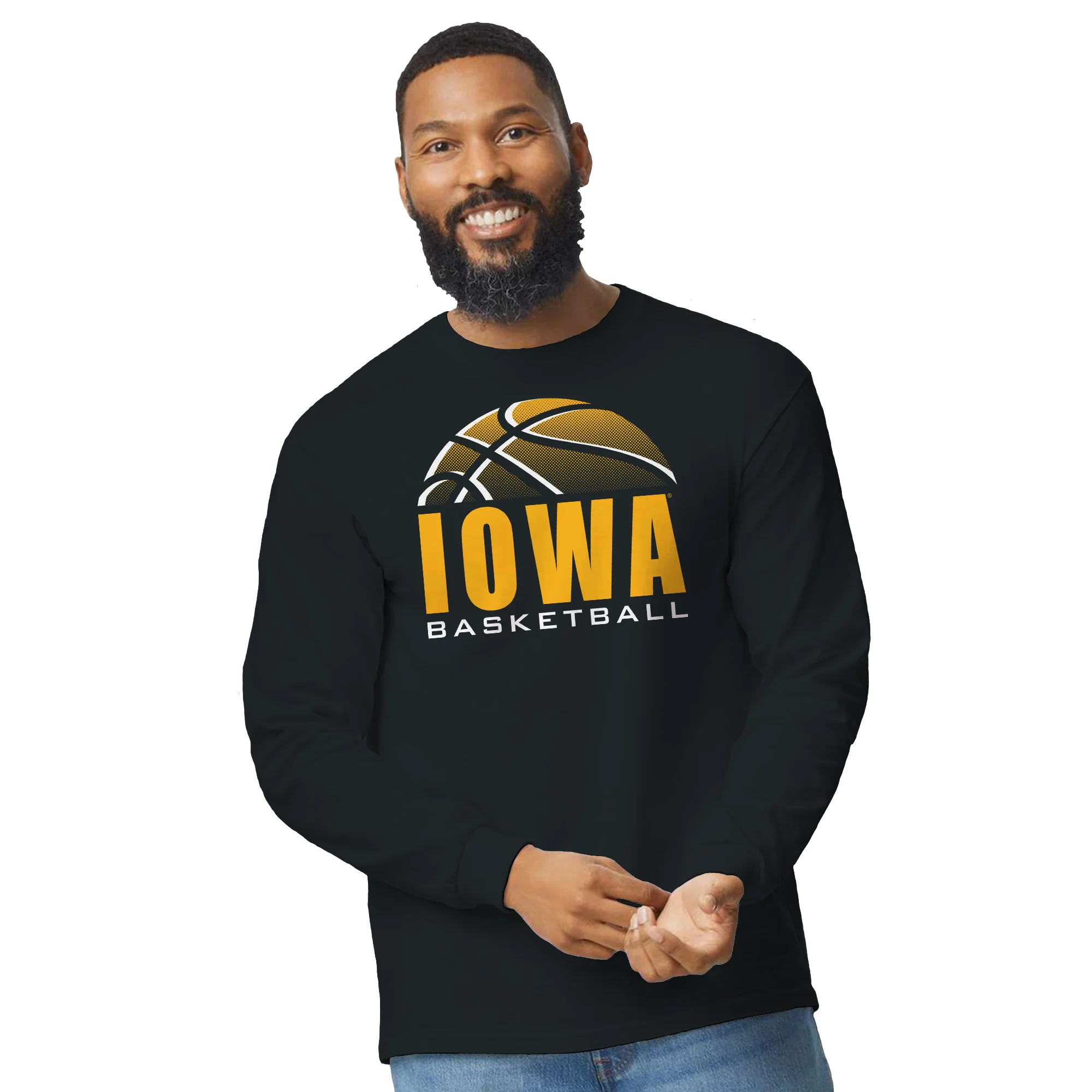 University of Iowa Hawkeyes Basketball Shadow Long Sleeve T Shirt- Black - Image 4