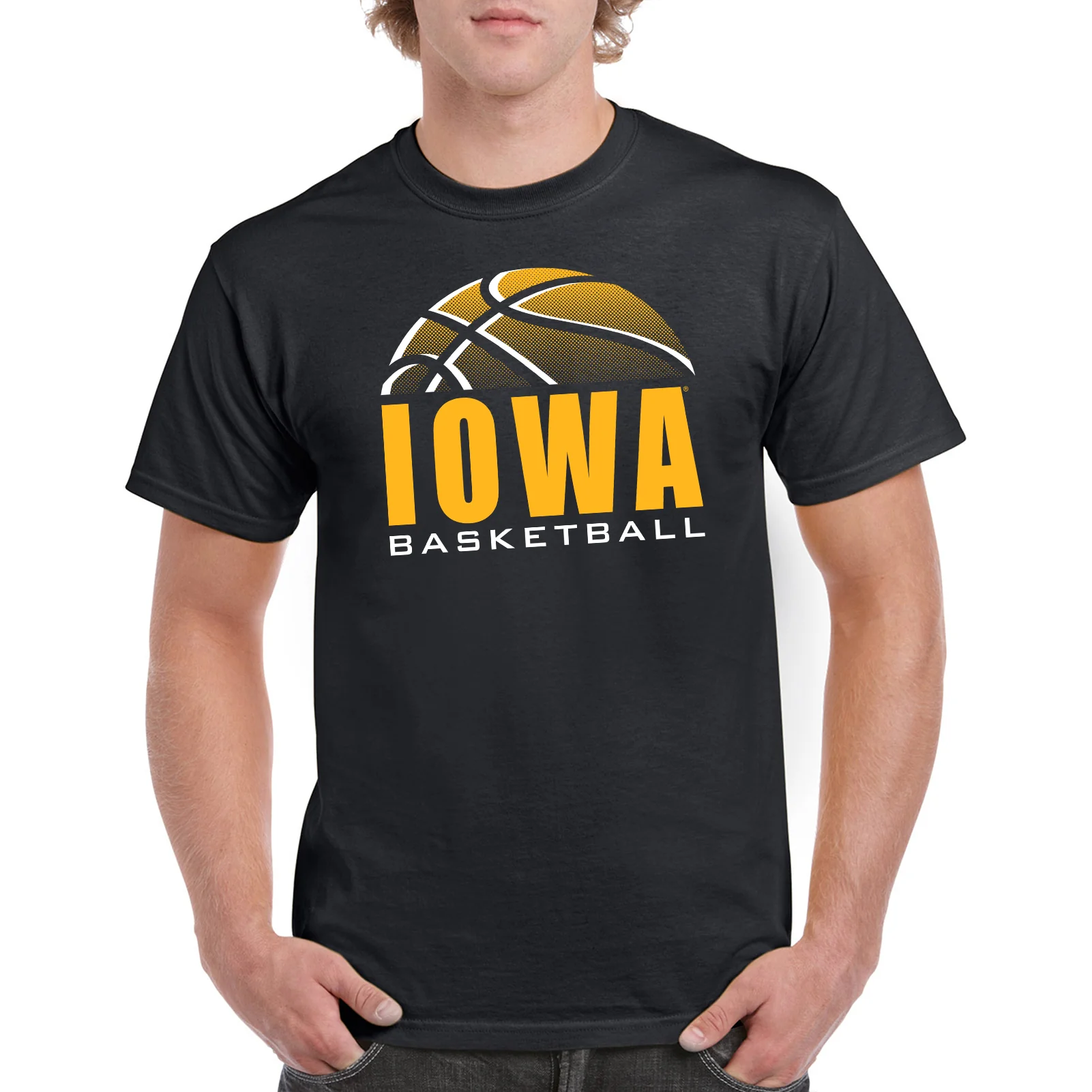University of Iowa Hawkeyes Basketball Shadow Short Sleeve T Shirt - Black - Image 3