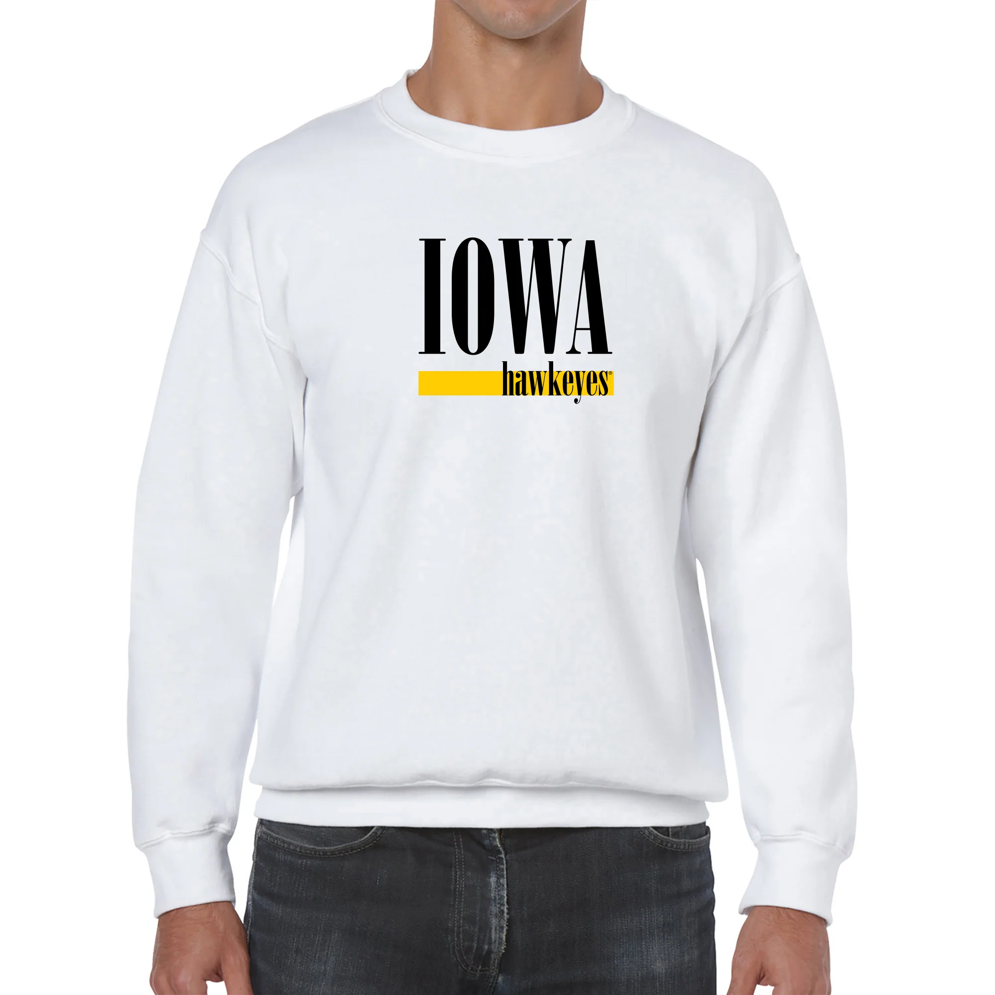 University of Iowa Hawkeyes Boldline Basic Cotton Crewneck Sweatshirt - White - Image 3