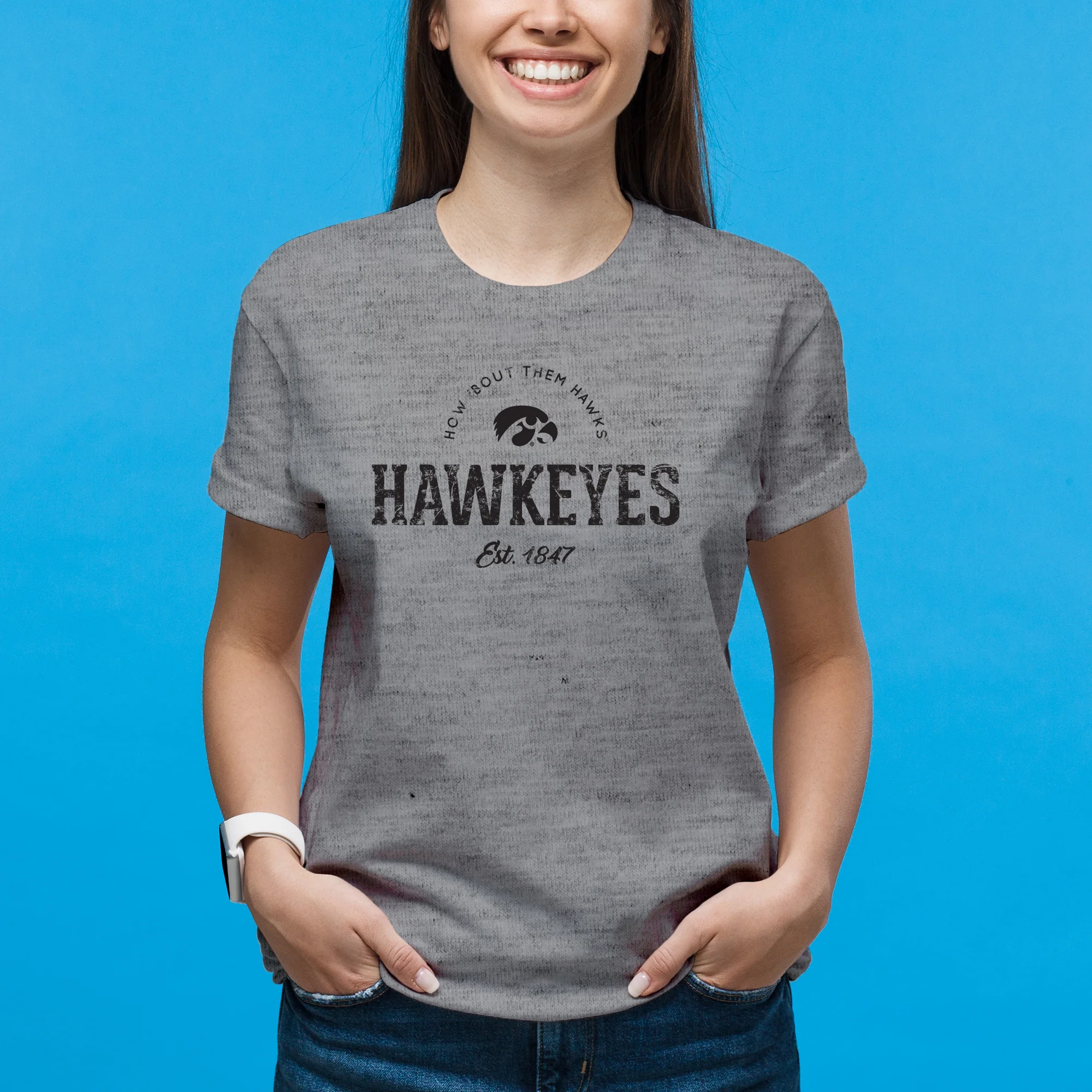 University of Iowa Hawkeyes Established Arch Short Sleeves T Shirt - Sport Grey - Image 4