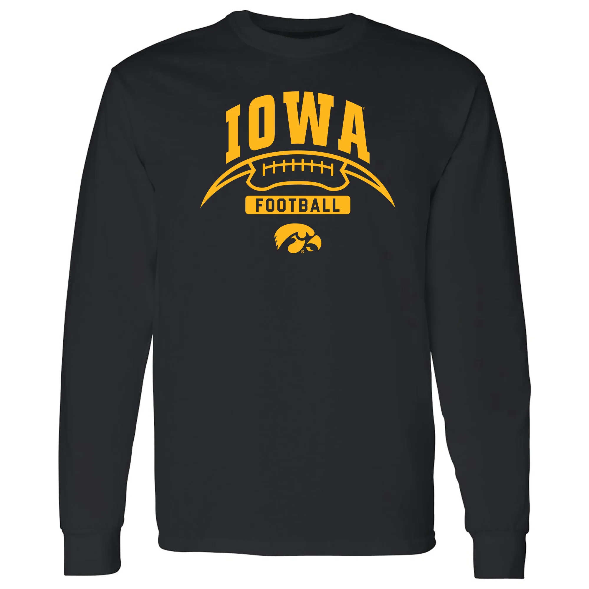 University of Iowa Hawkeyes Football Crescent Long Sleeve T Shirt - Black
