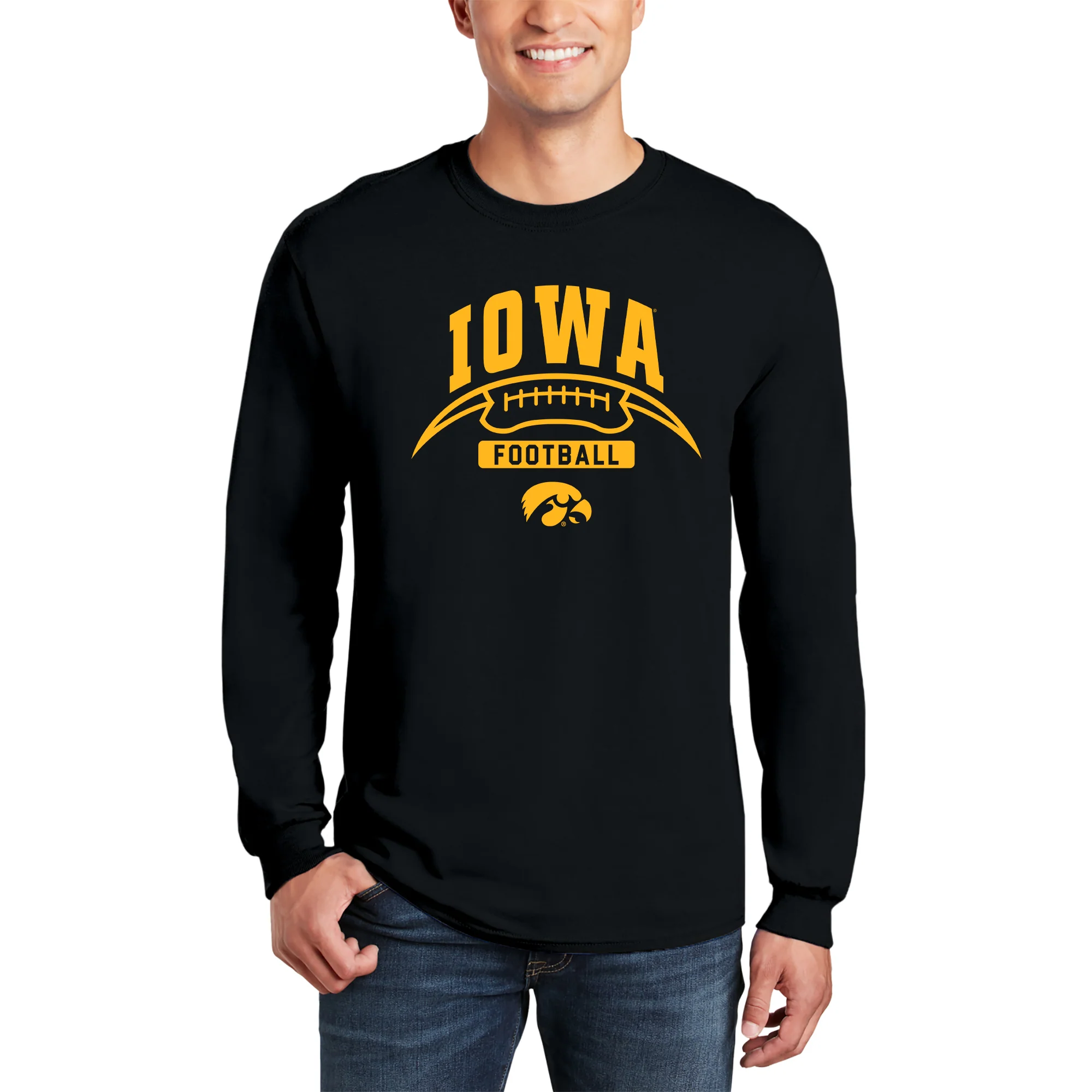 University of Iowa Hawkeyes Football Crescent Long Sleeve T Shirt - Black - Image 3