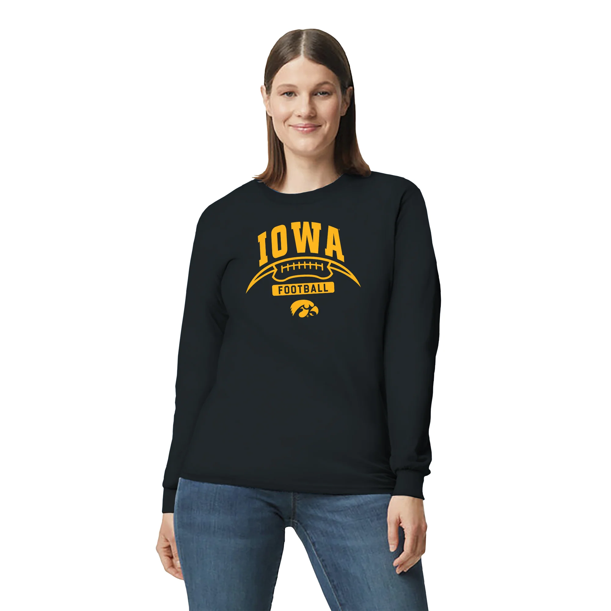 University of Iowa Hawkeyes Football Crescent Long Sleeve T Shirt - Black - Image 4