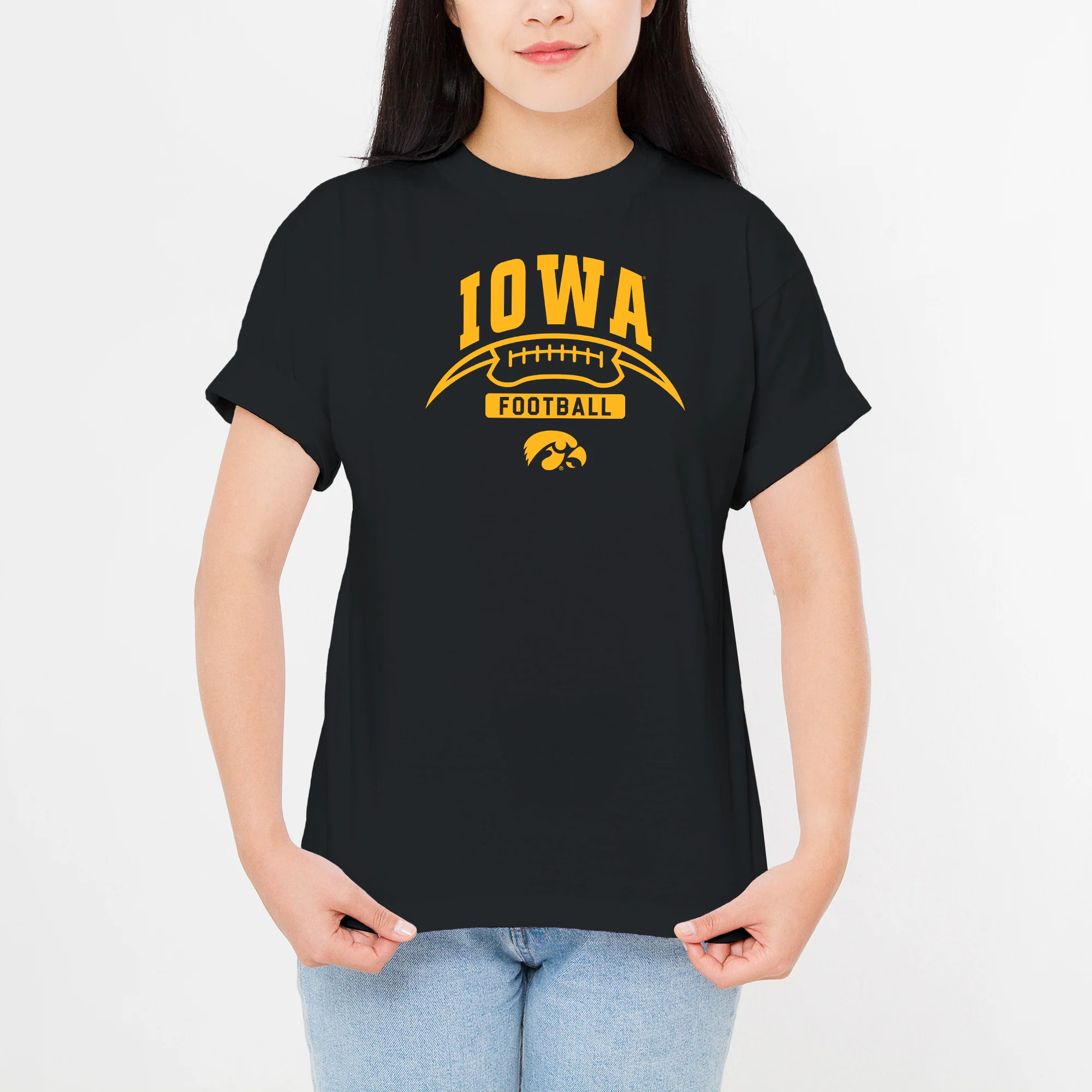 University of Iowa Hawkeyes Football Crescent Short Sleeve T Shirt - Black - Image 3