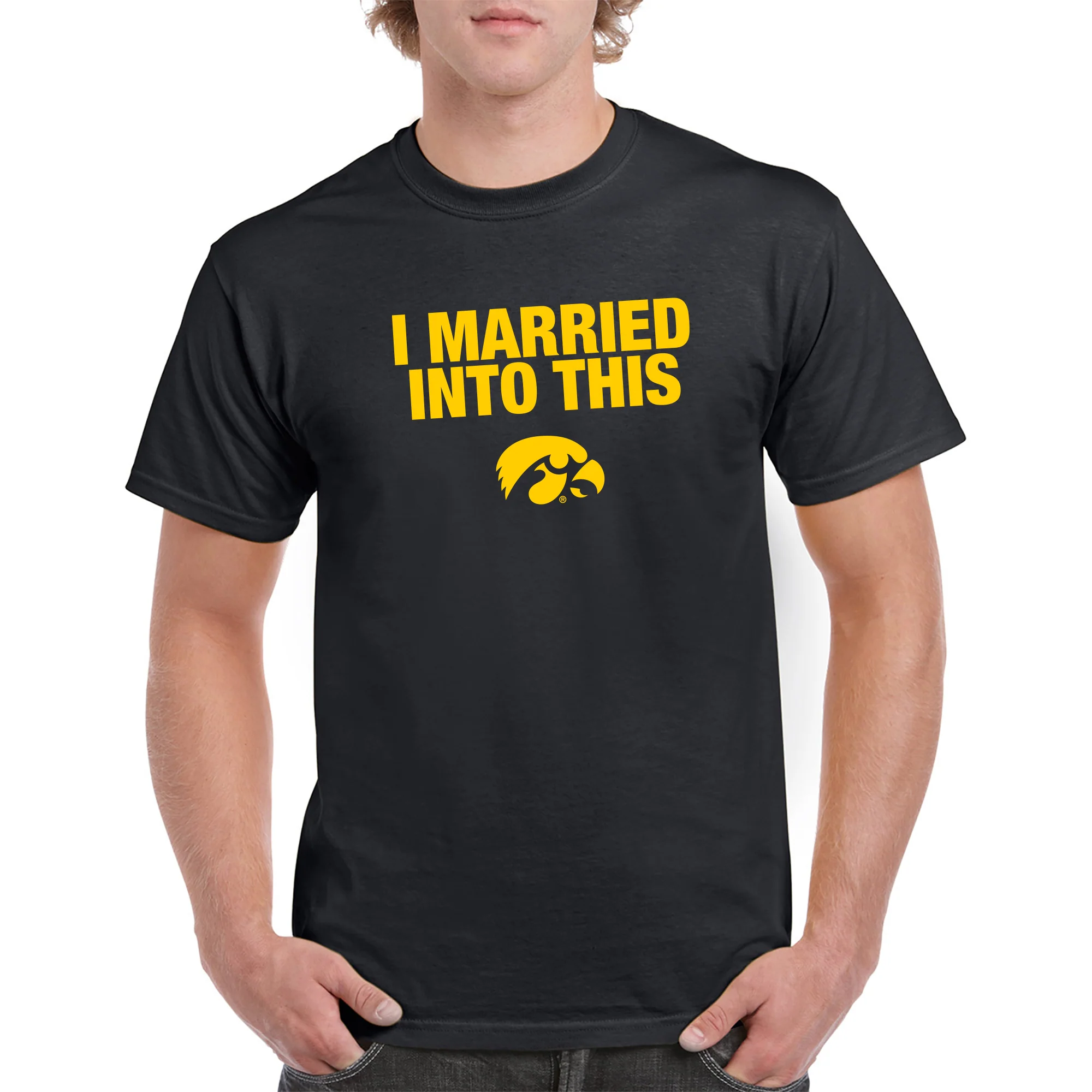 University of Iowa Hawkeyes I Married Into This Short Sleeve T-Shirt - Black - Image 3