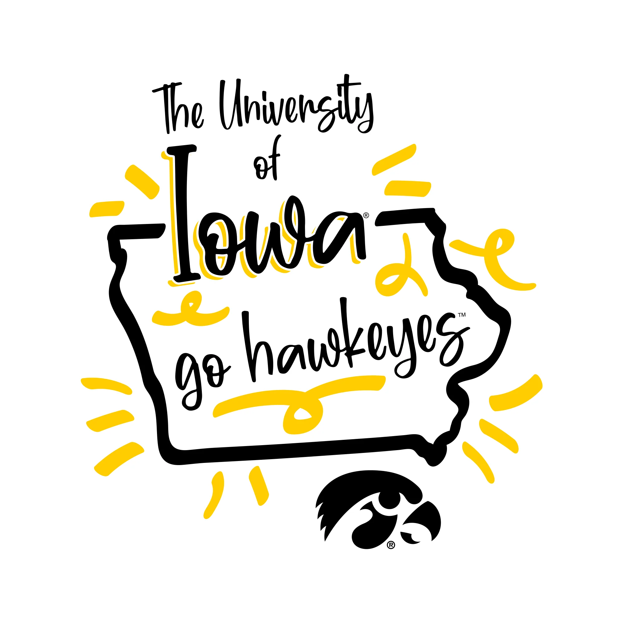 University of Iowa Hawkeyes Playful Sketch Basic Cotton Short Sleeve T Shirt - White - Image 4