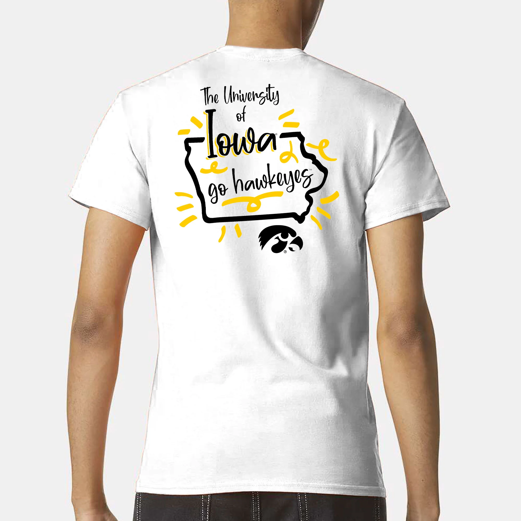 University of Iowa Hawkeyes Playful Sketch Basic Cotton Short Sleeve T Shirt - White - Image 5