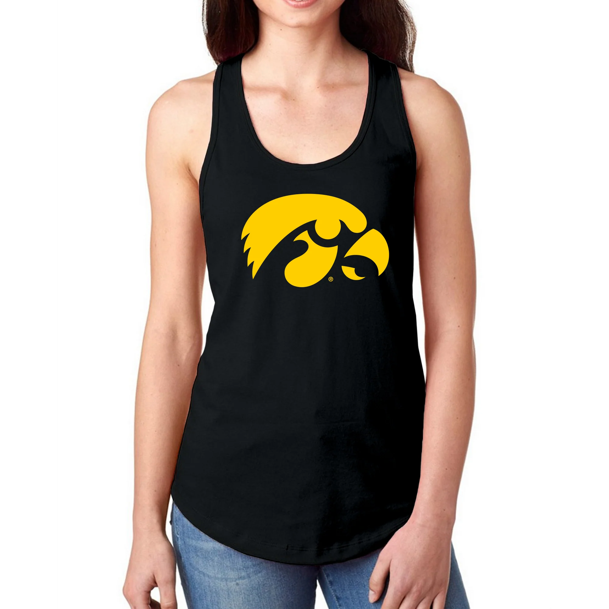 University of Iowa Hawkeyes Primary Logo Women's Racerback Tank Top - Black - Image 3