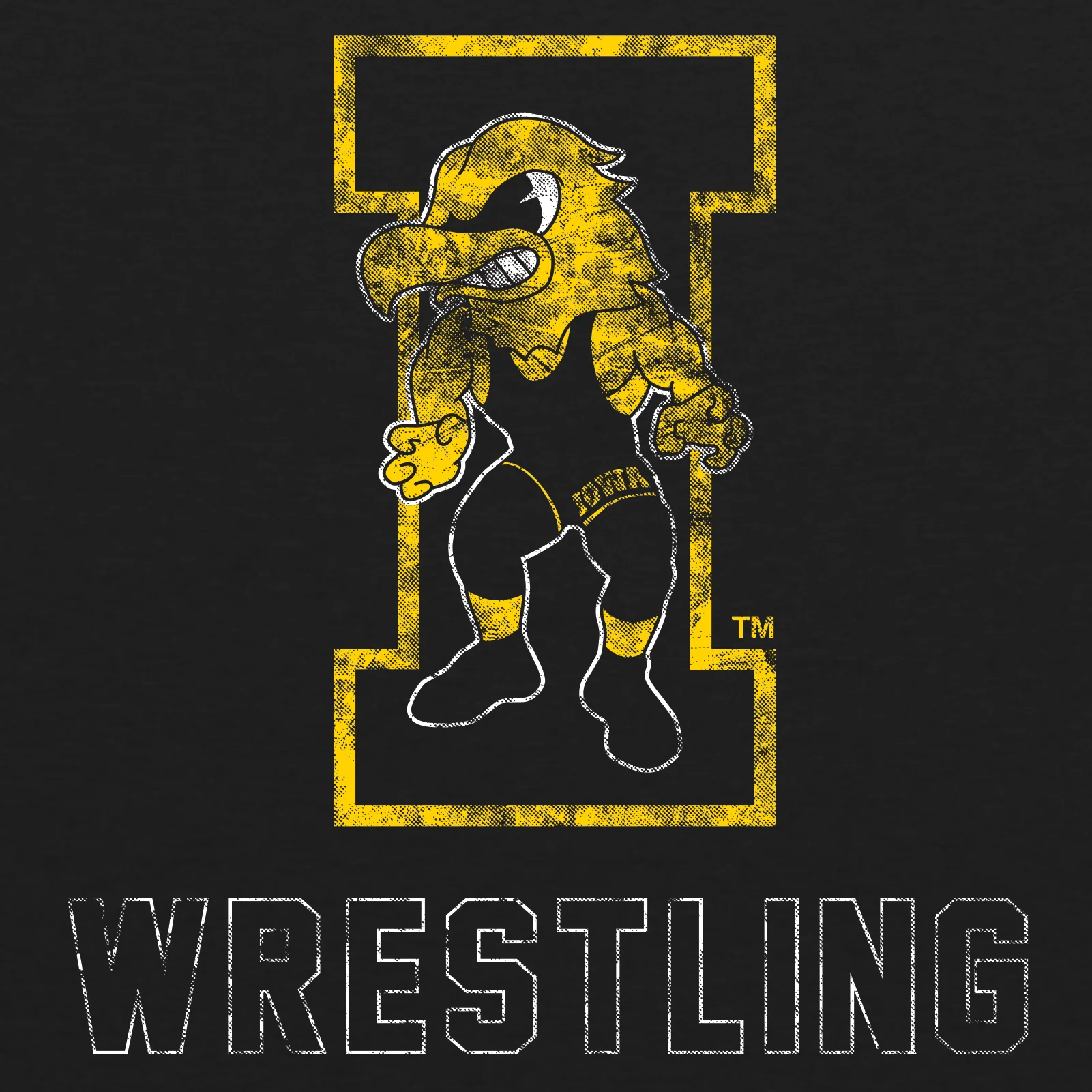 University of Iowa Hawkeyes Wrestling Herky Short Sleeve T Shirt - Vintage Black - Image 2