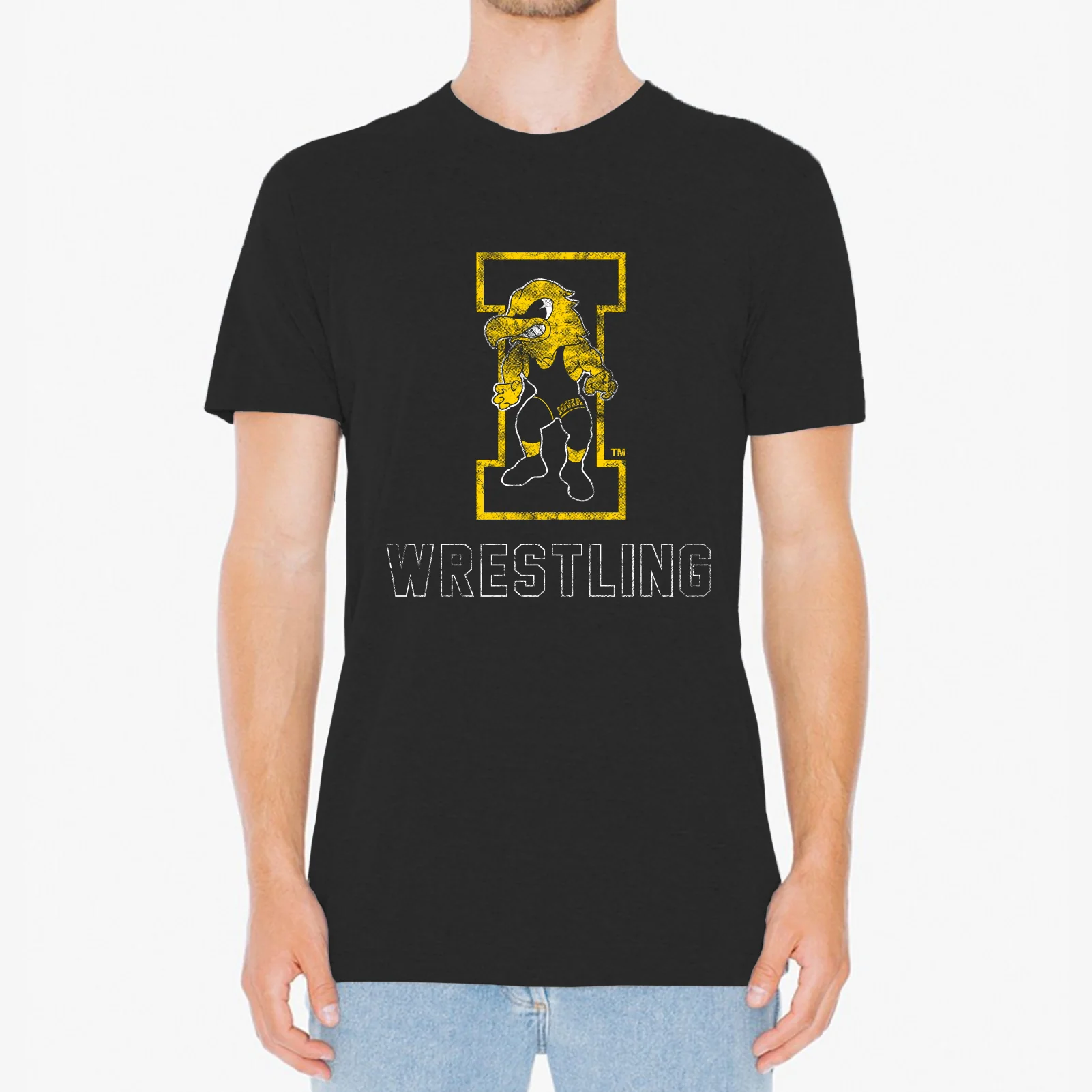 University of Iowa Hawkeyes Wrestling Herky Short Sleeve T Shirt - Vintage Black - Image 3