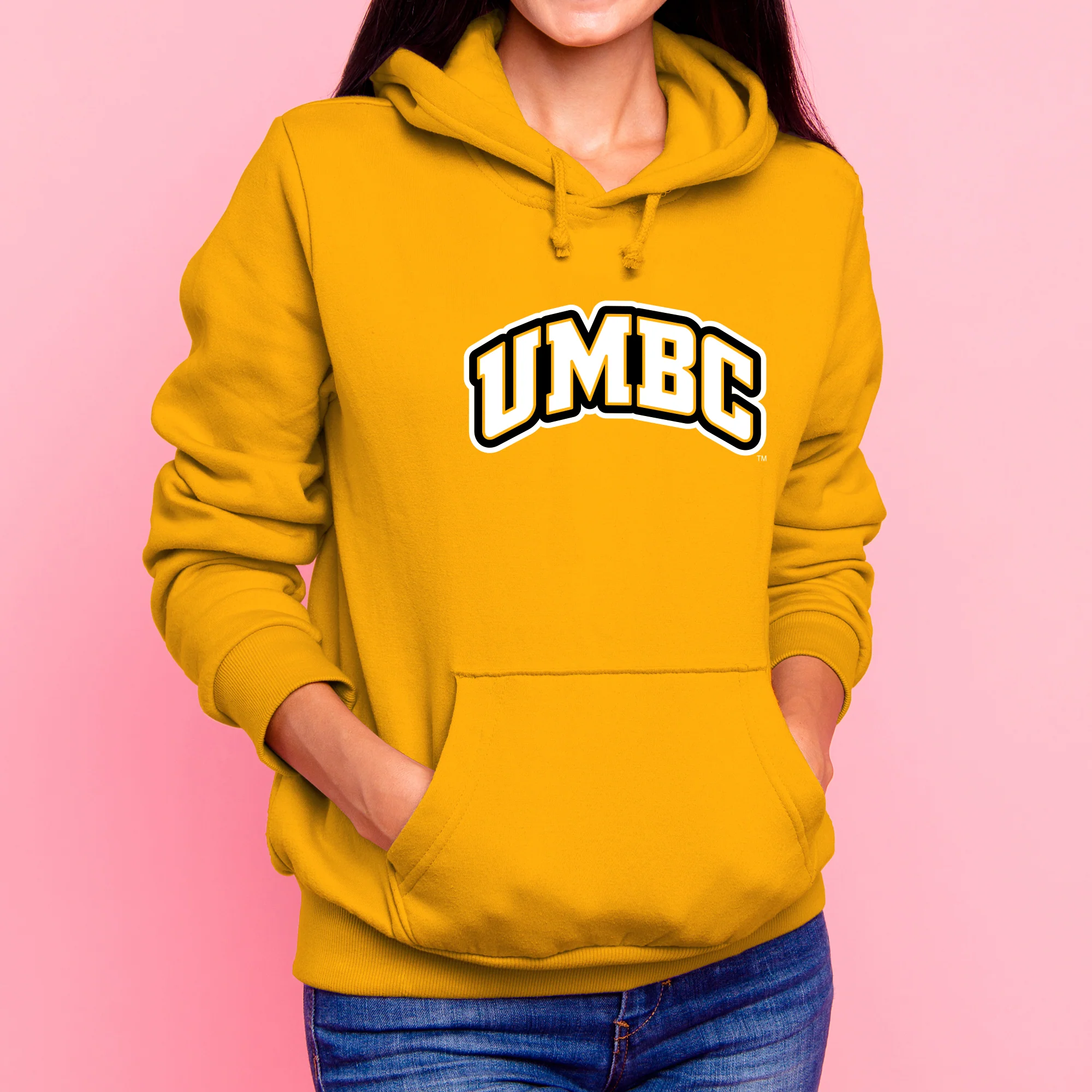University of Maryland Baltimore County Retrievers Basic Block Heavy Blend Hoodie - Gold - Image 3