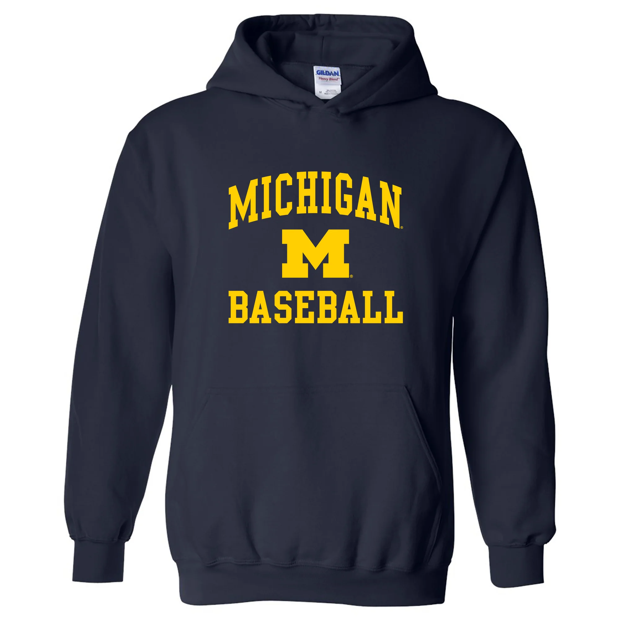 Michigan Wolverines Arch Logo Baseball Hoodie - Navy