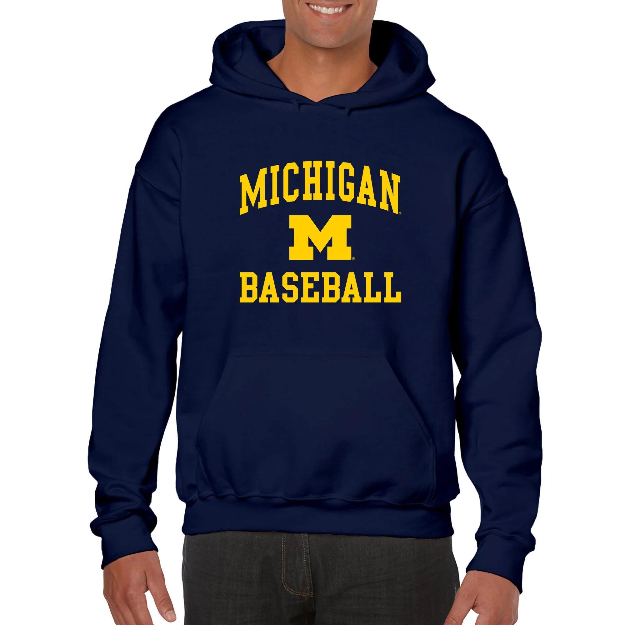 Michigan Wolverines Arch Logo Baseball Hoodie - Navy - Image 3