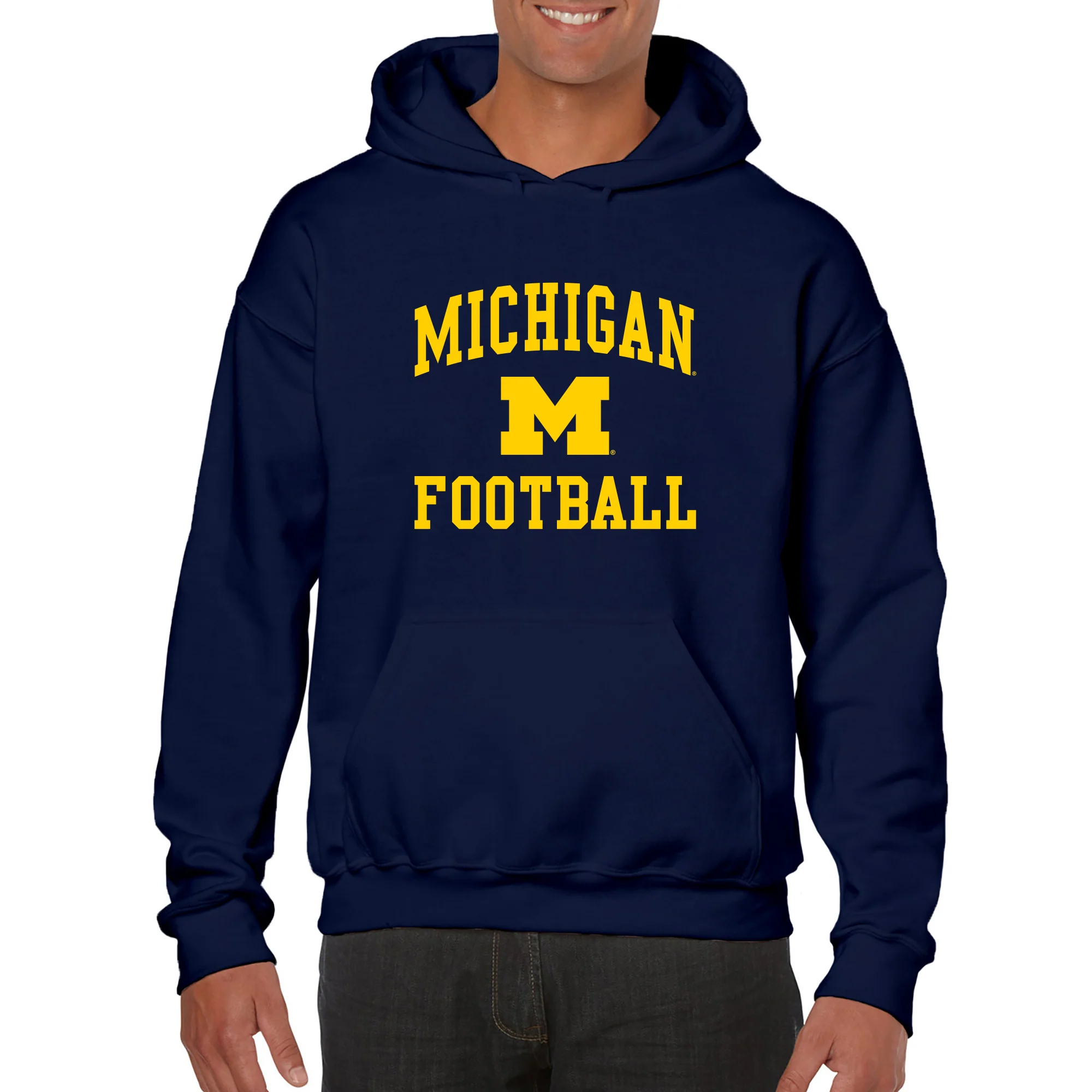 University of Michigan Wolverines Arch Logo Football Hoodie - Navy - Image 3