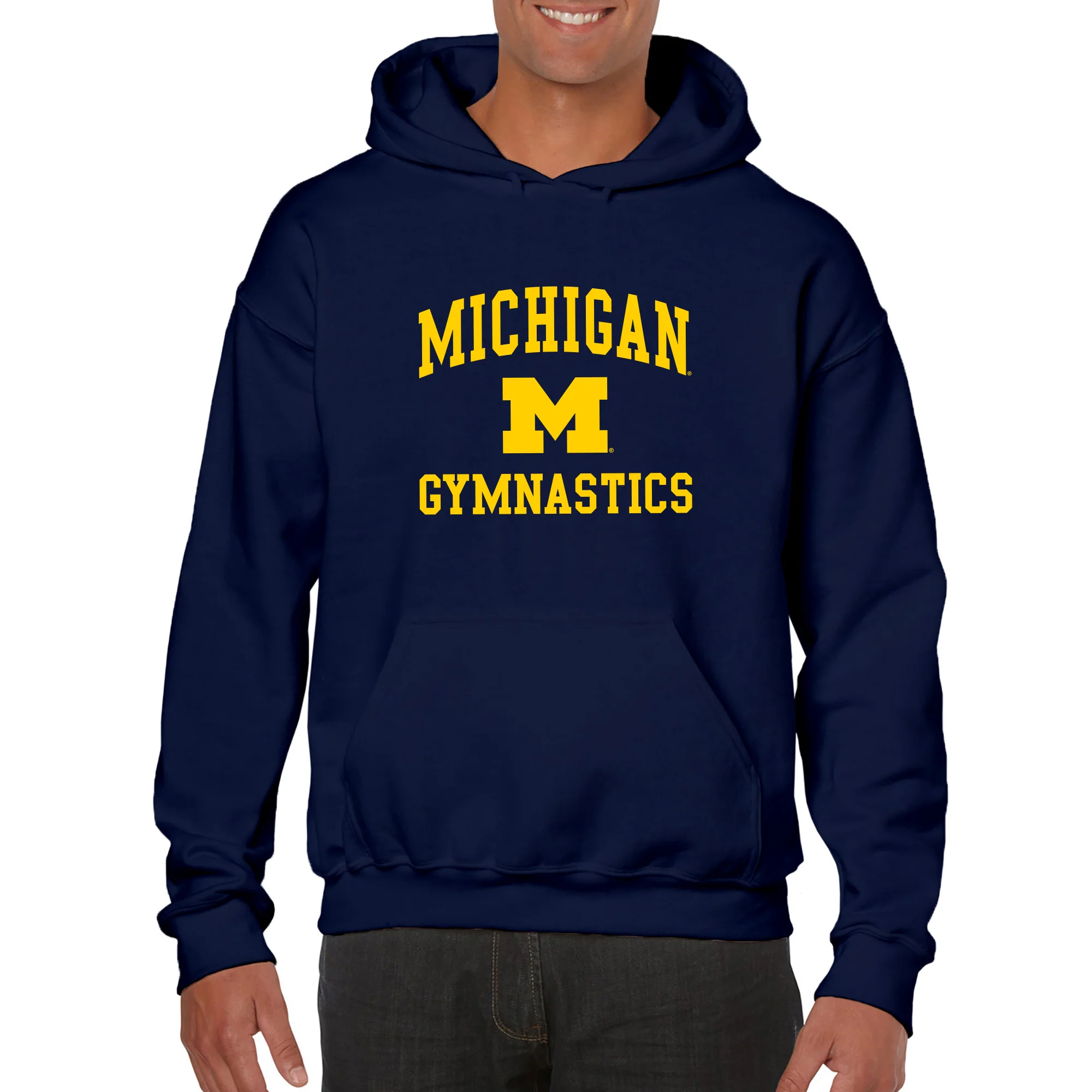 University of Michigan Wolverines Arch Logo Gymnastics Hoodie - Navy - Image 3