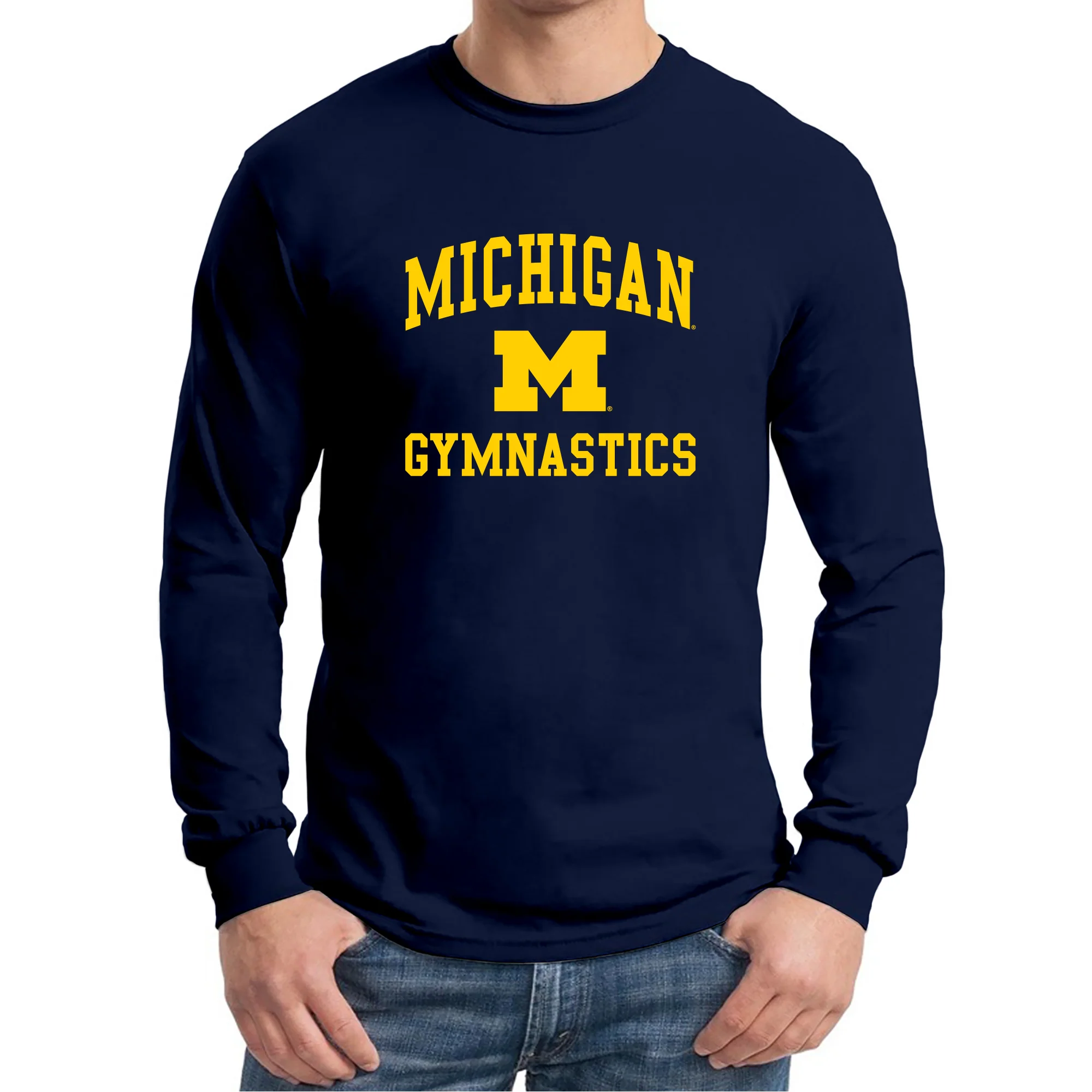 University of Michigan Wolverines Arch Logo Gymnastics Long Sleeve - Navy - Image 3