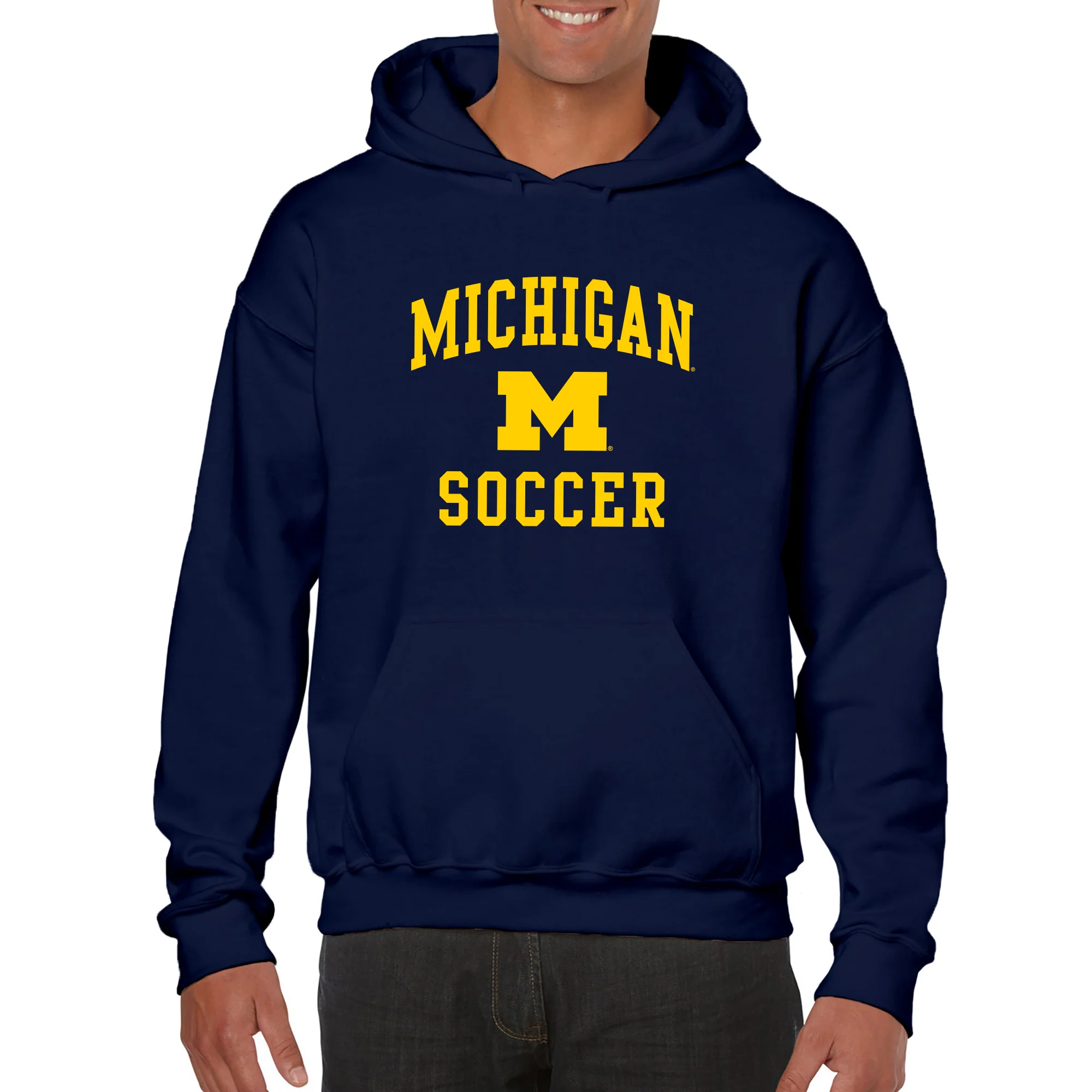 University of Michigan Wolverines Arch Logo Soccer Hoodie - Navy - Image 3