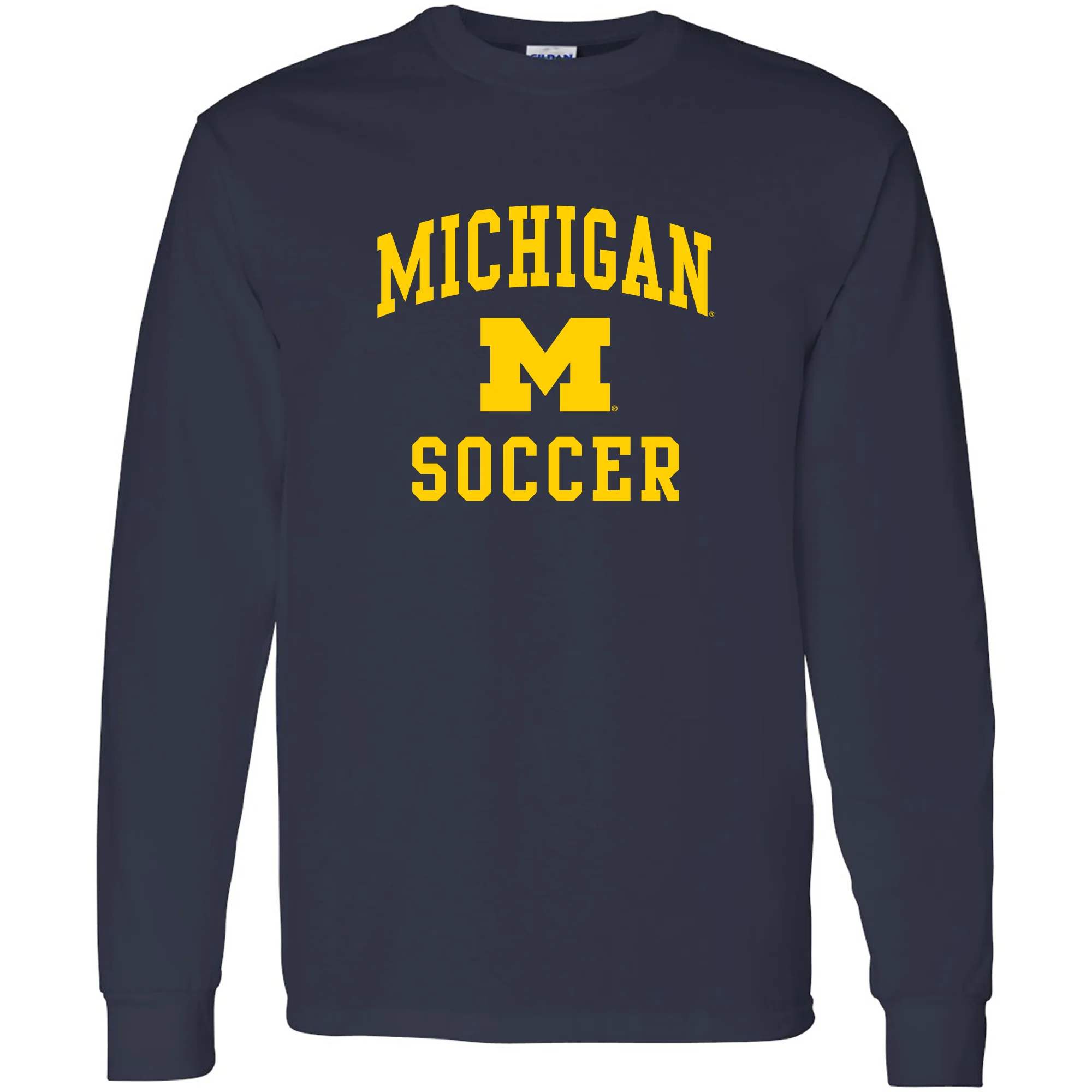 University of Michigan Wolverines Arch Logo Soccer Long Sleeve - Navy