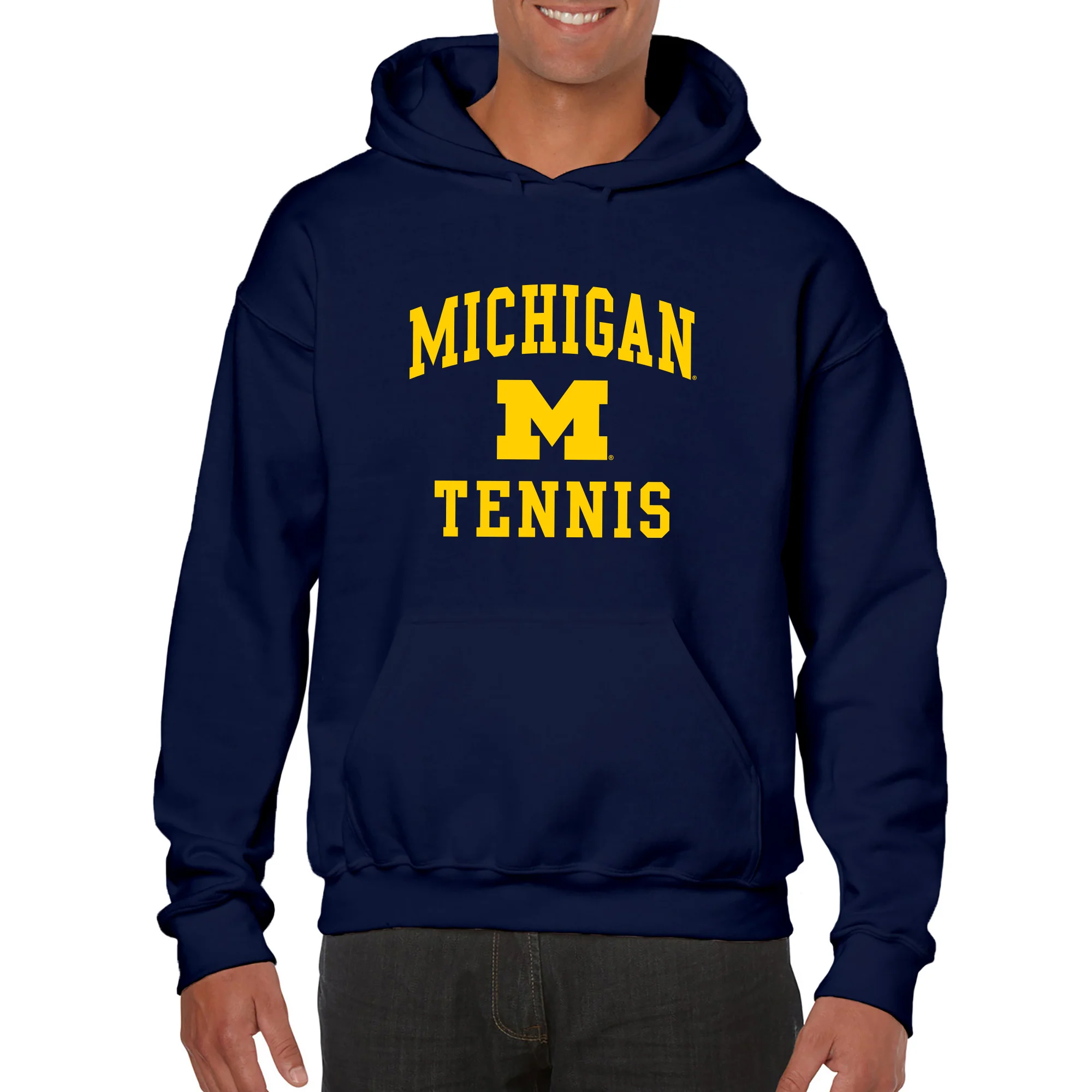 University of Michigan Wolverines Arch Logo Tennis Hoodie - Navy - Image 3