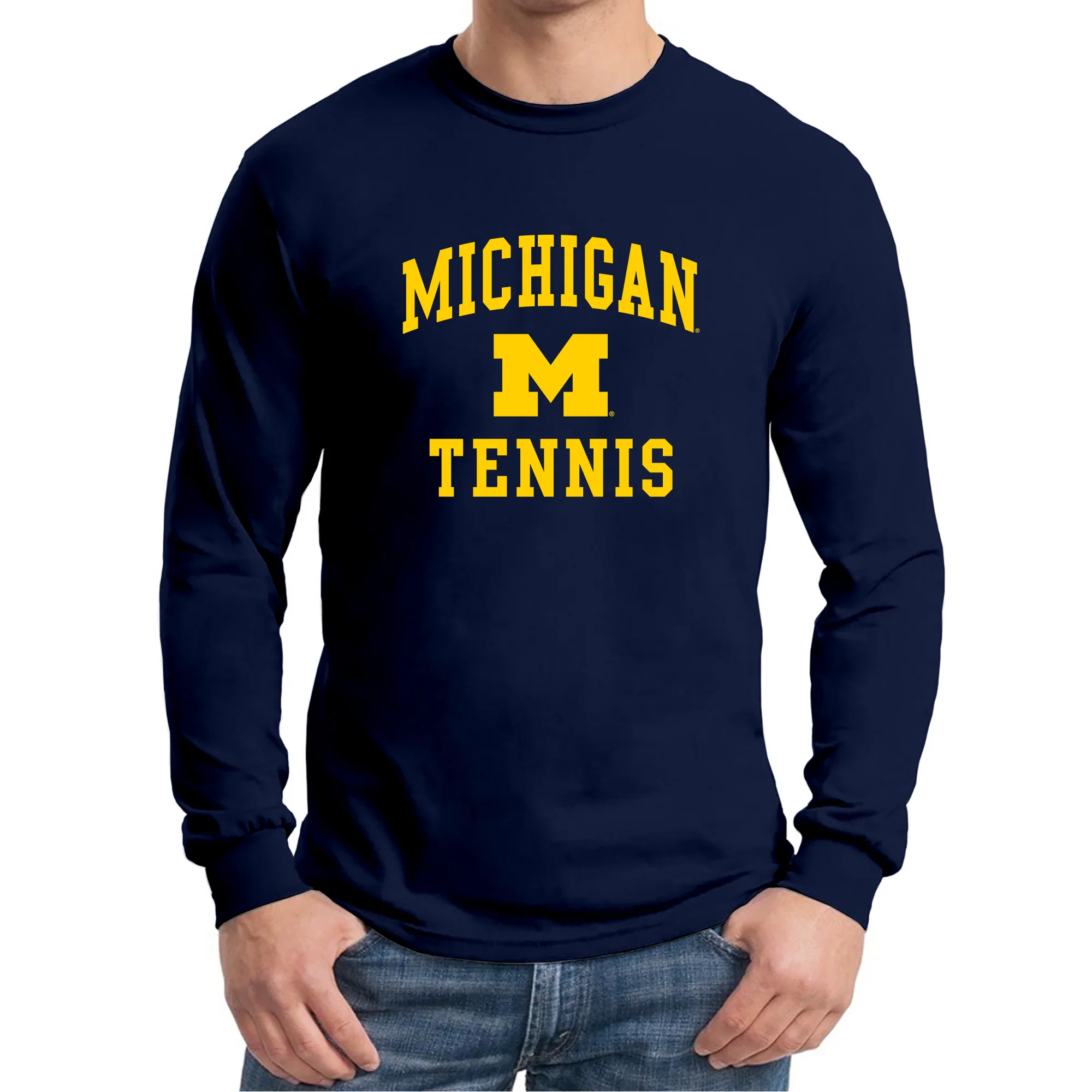 University of Michigan Wolverines Arch Logo Tennis Long Sleeve - Navy - Image 3