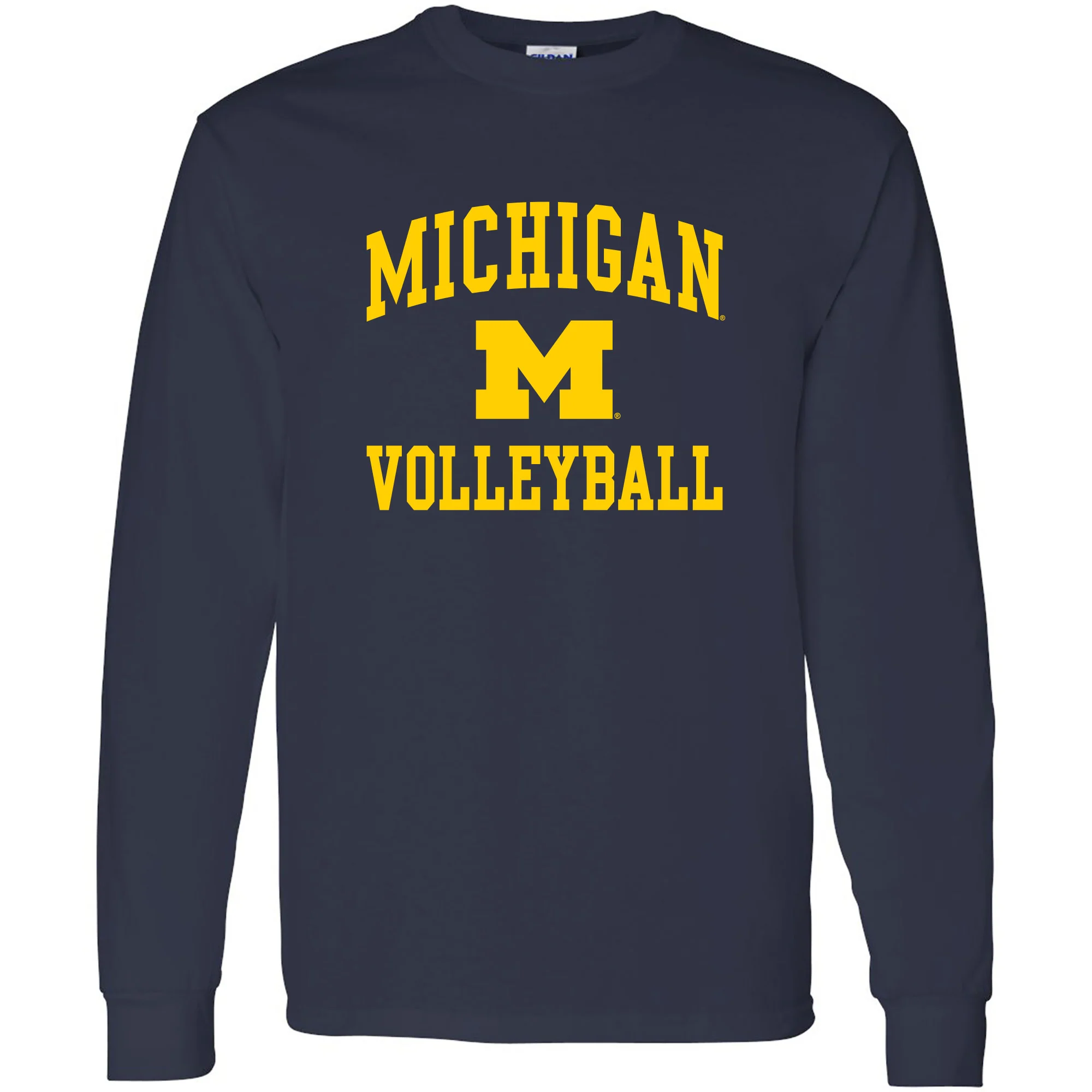 University of Michigan Wolverines Arch Logo Volleyball Long Sleeve - Navy