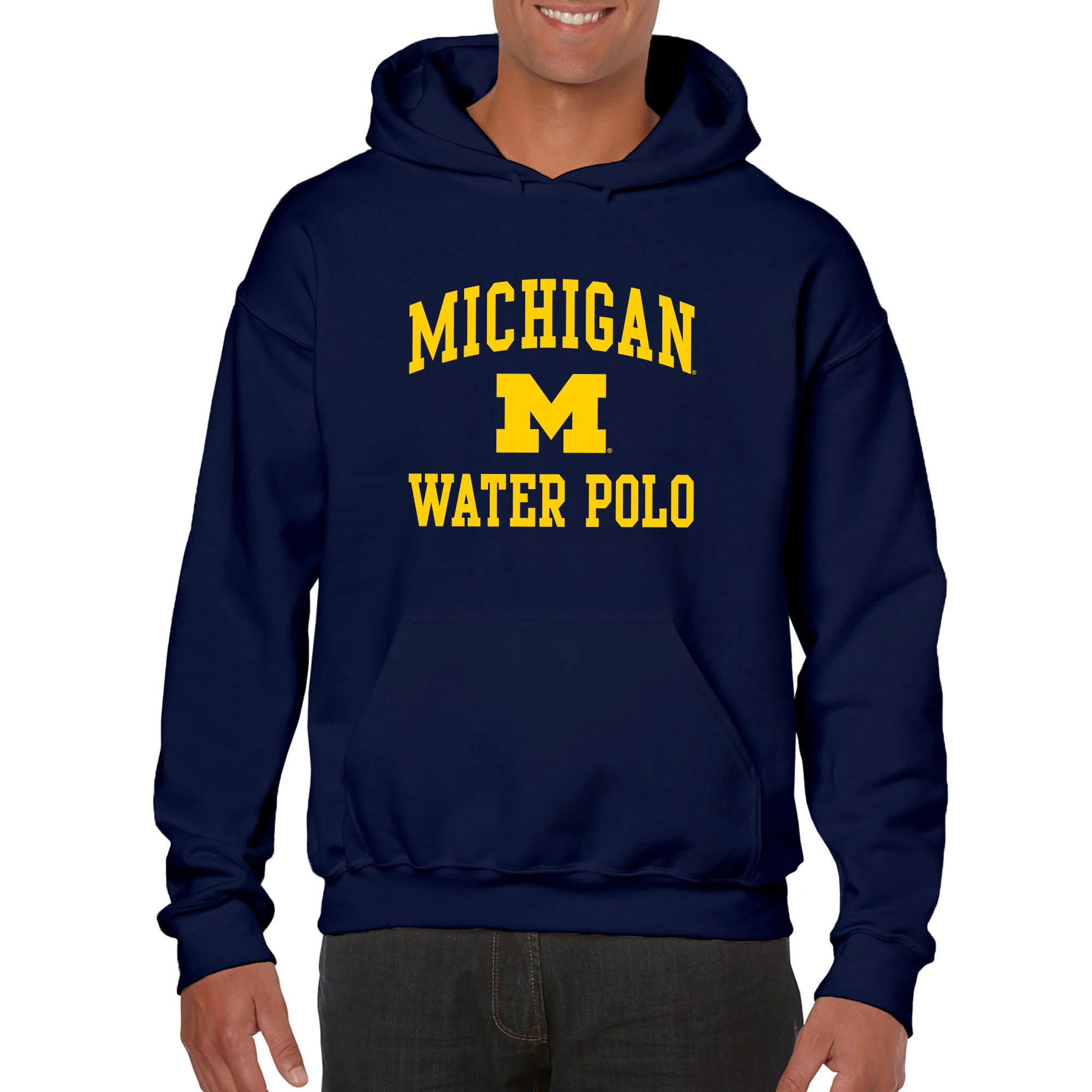 University of Michigan Wolverines Arch Logo Water Polo Hoodie - Navy - Image 3