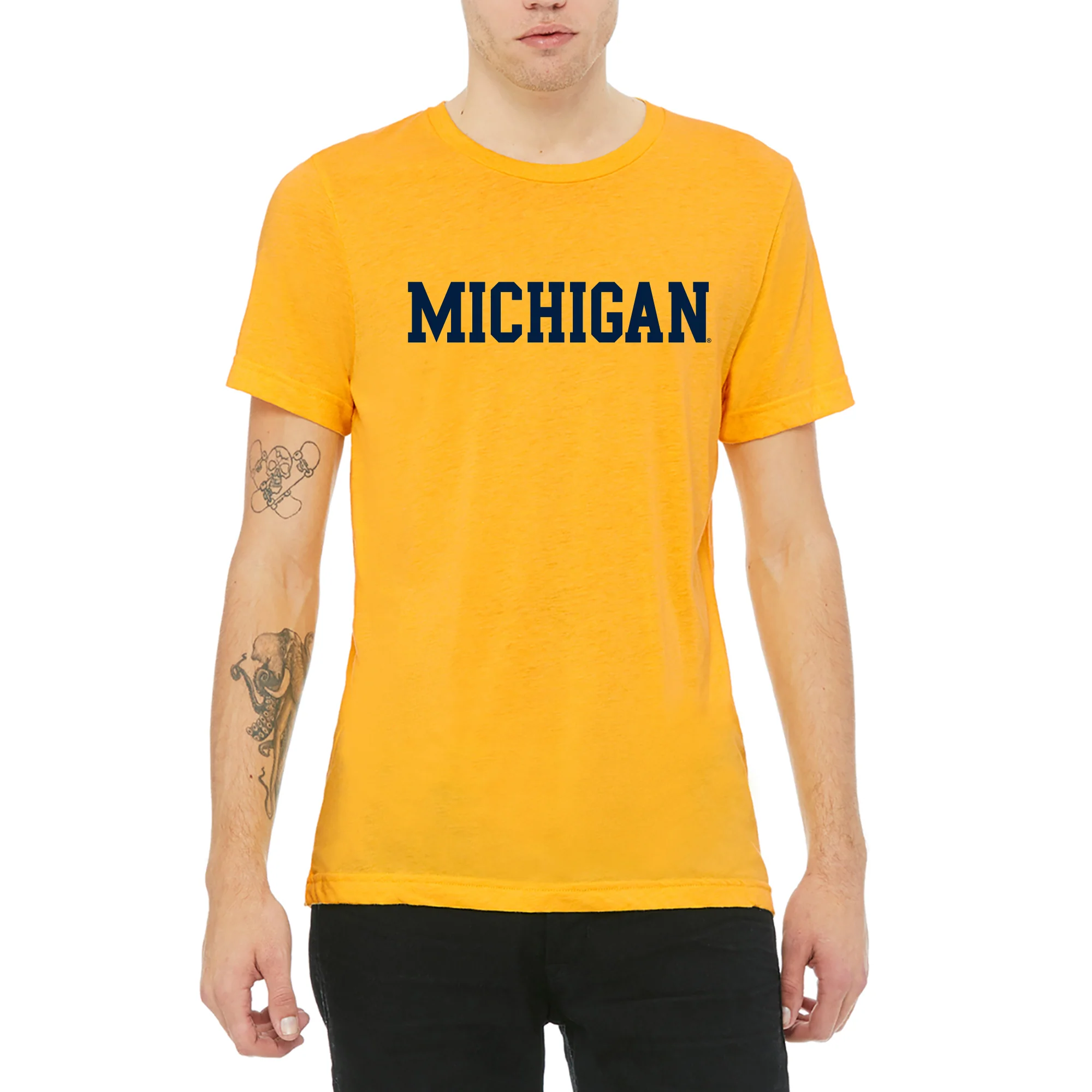 UGP Block Michigan Canvas Triblend T-Shirt - Yellow Gold Triblend - Image 3