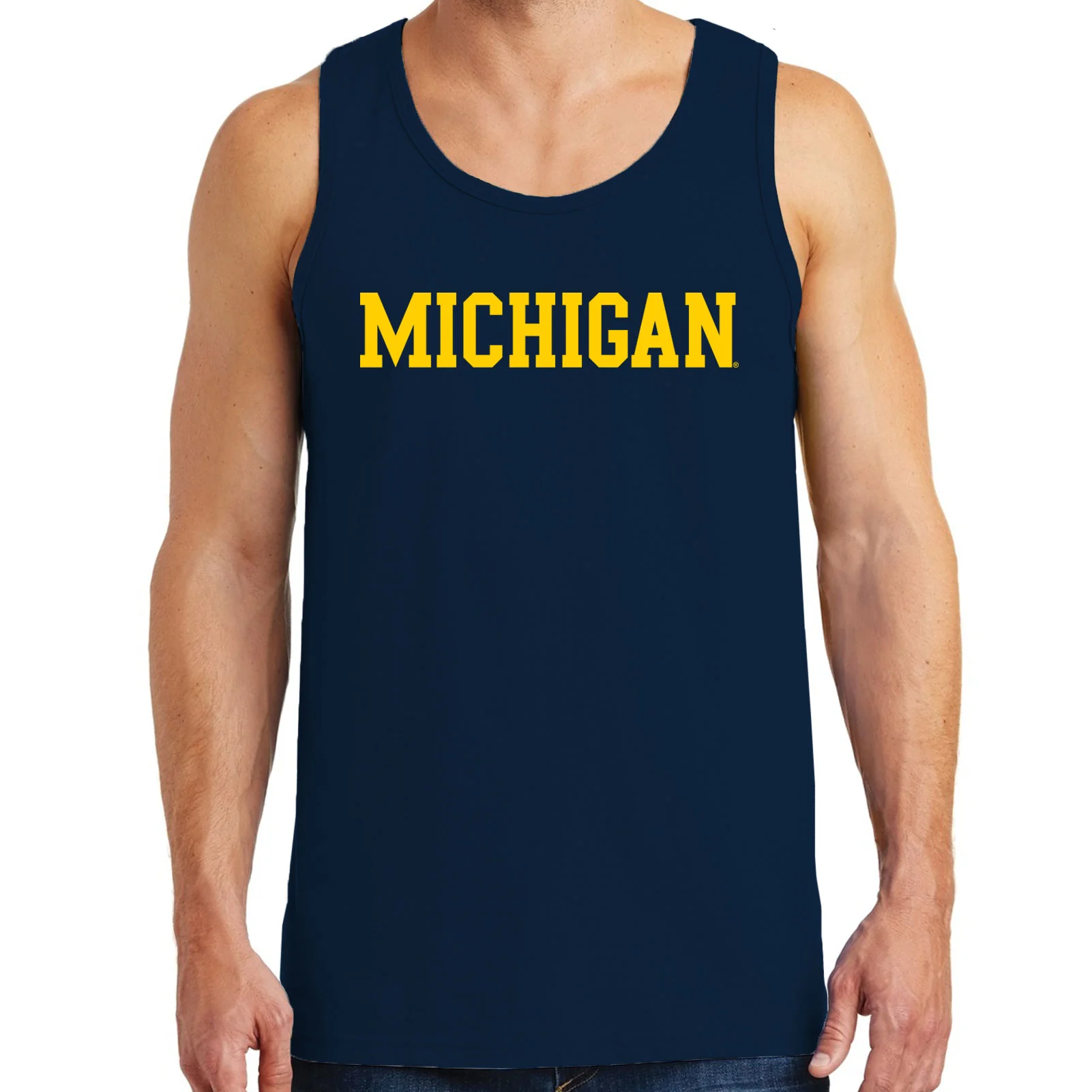 University of Michigan Wolverines Basic Block Tank Top - Navy - Image 3