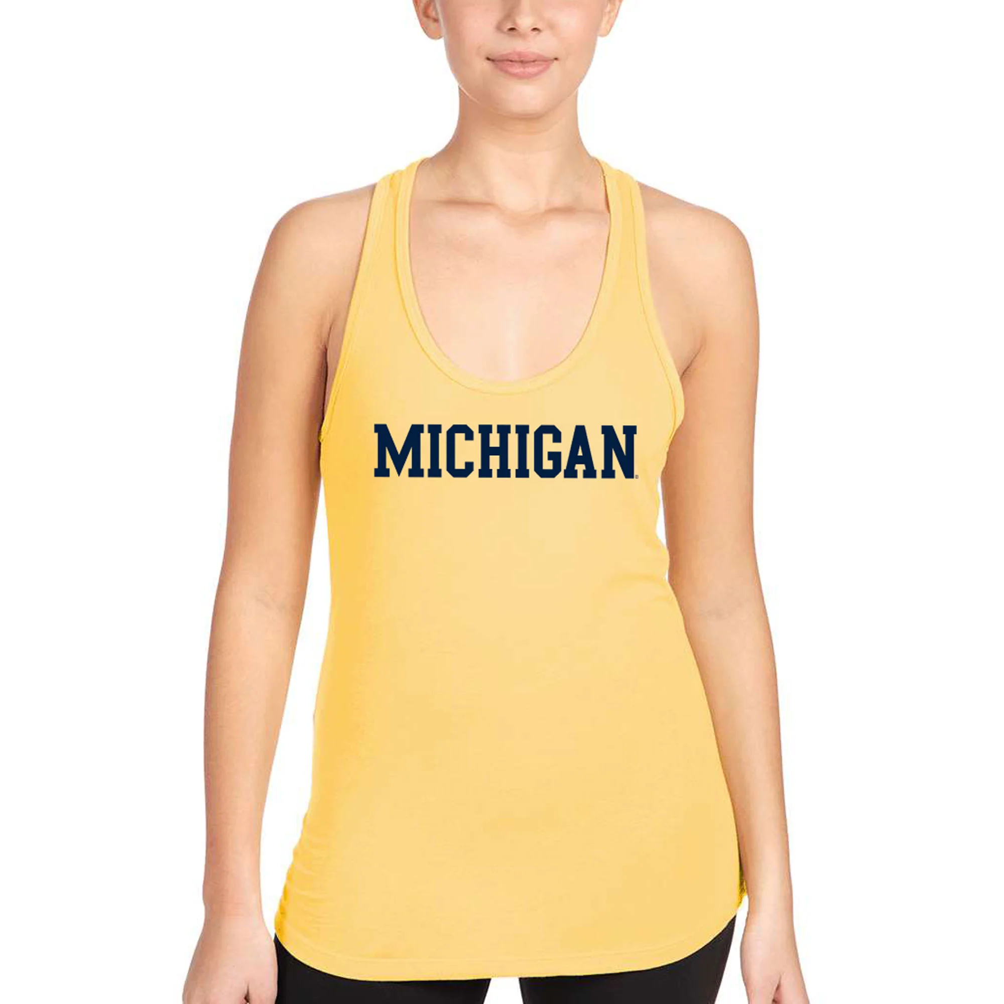 University of Michigan Wolverine's Basic Block Women's Racerback Tank - Banana Cream - Image 3