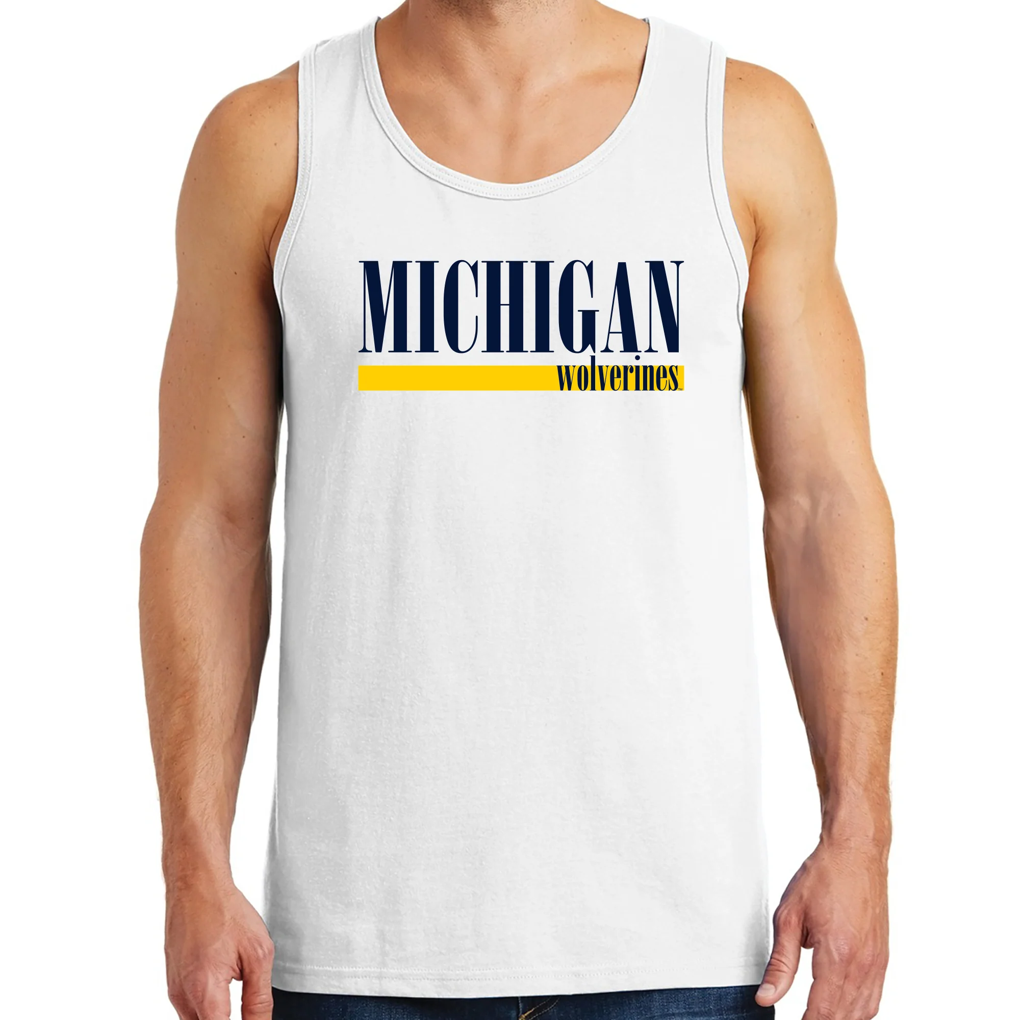 University of Michigan Wolverines Boldline Basic Cotton Tank Top - White - Image 3