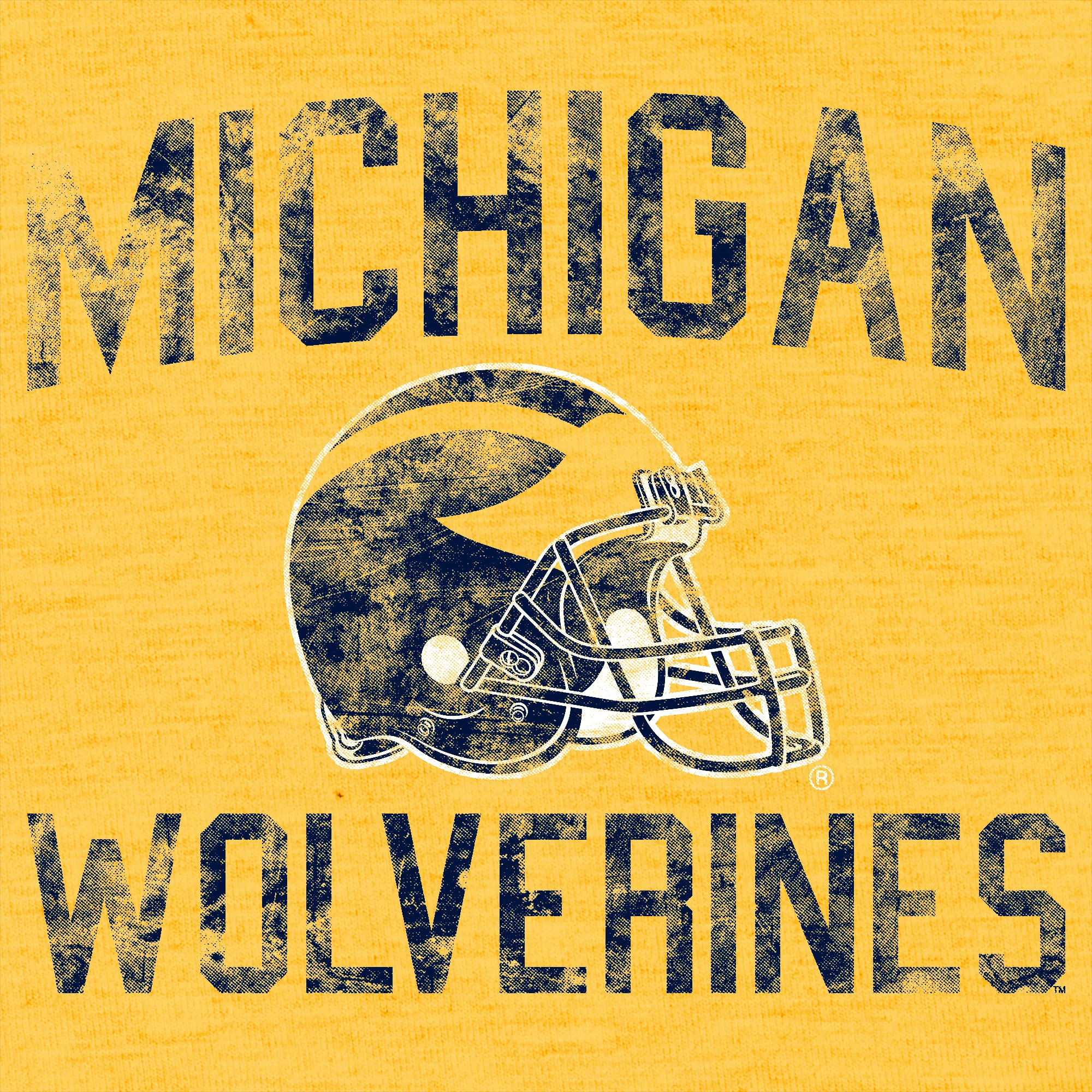 Michigan Faded Football Helmet Triblend T-Shirt - Yellow Gold Triblend - Image 2