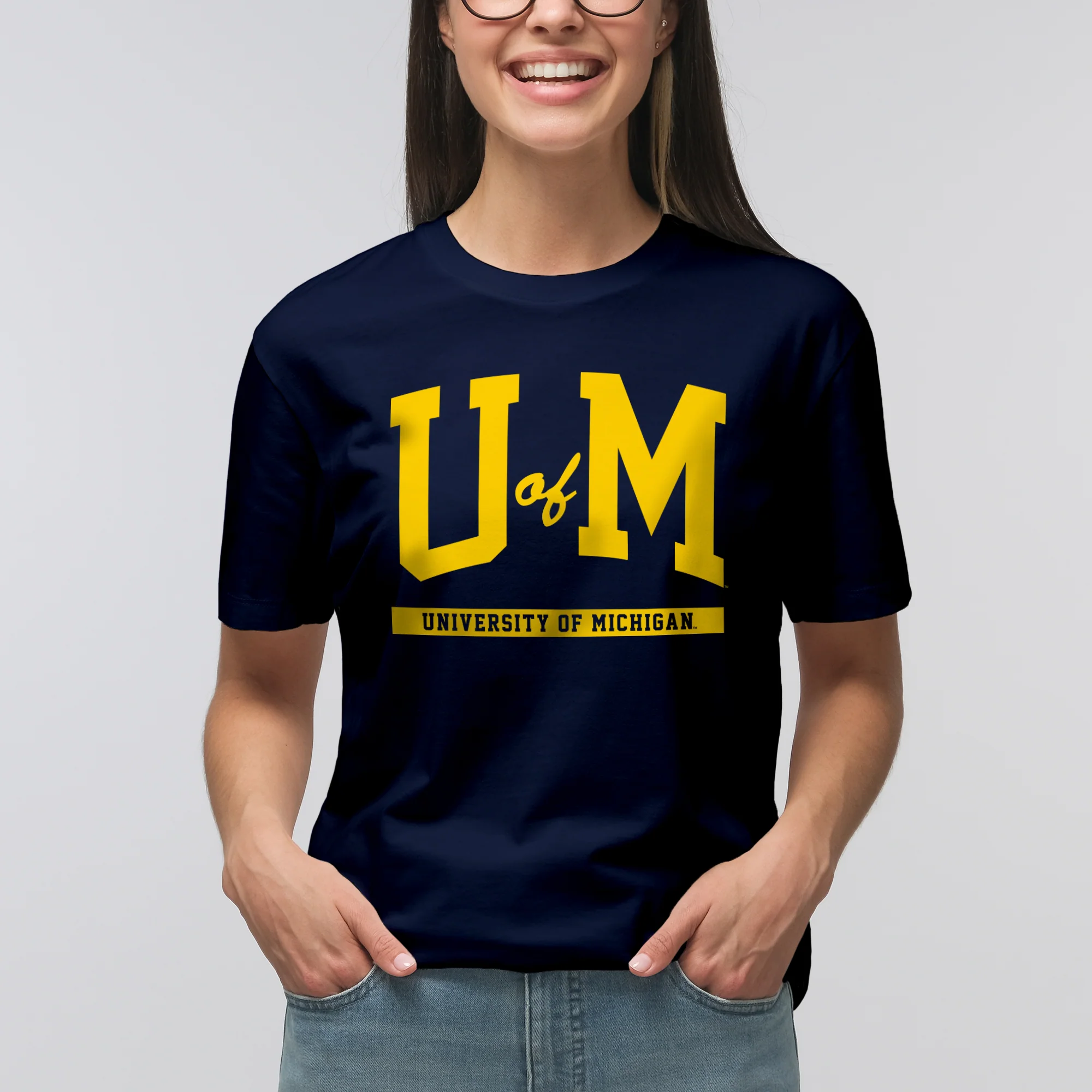 University of Michigan Wolverines Initial Arch T-Shirt - Navy - Image 4