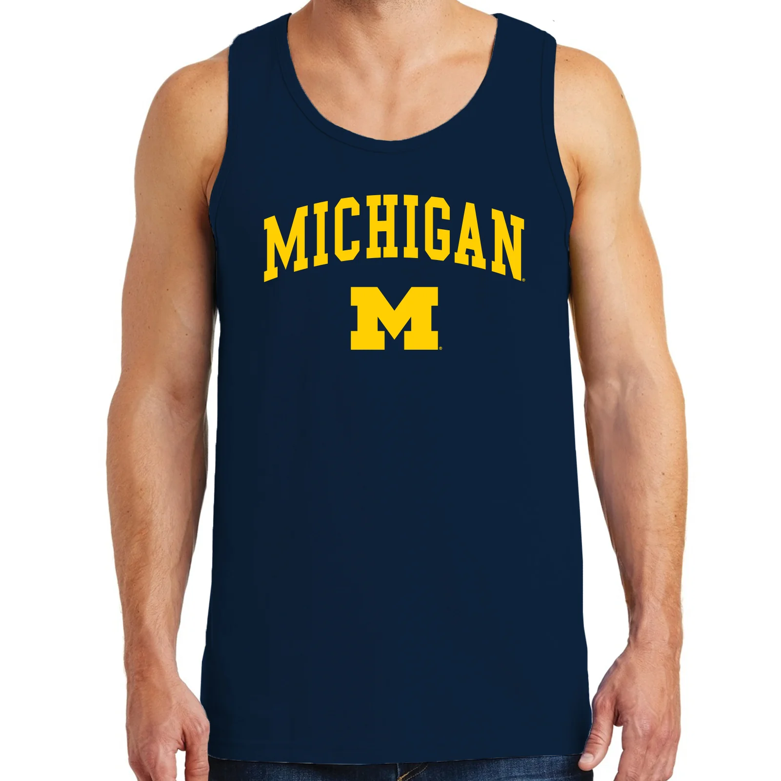 University of Michigan Wolverines Arch Logo Tank Top - Navy - Image 3