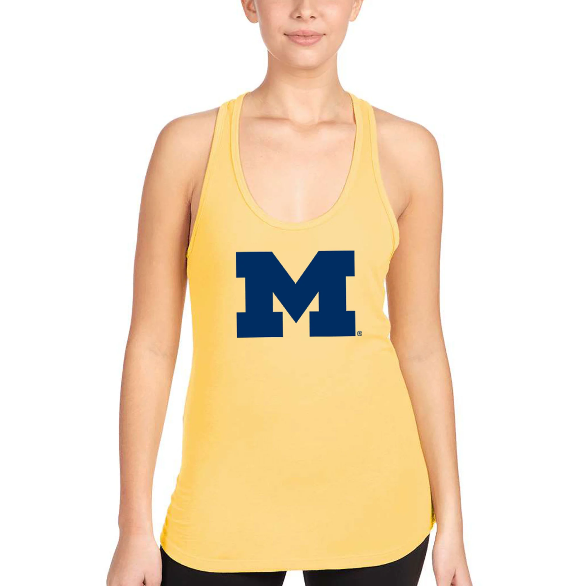 University of Michigan Wolverine's Primary Logo Womens Racerback Tank - Banana Cream - Image 4
