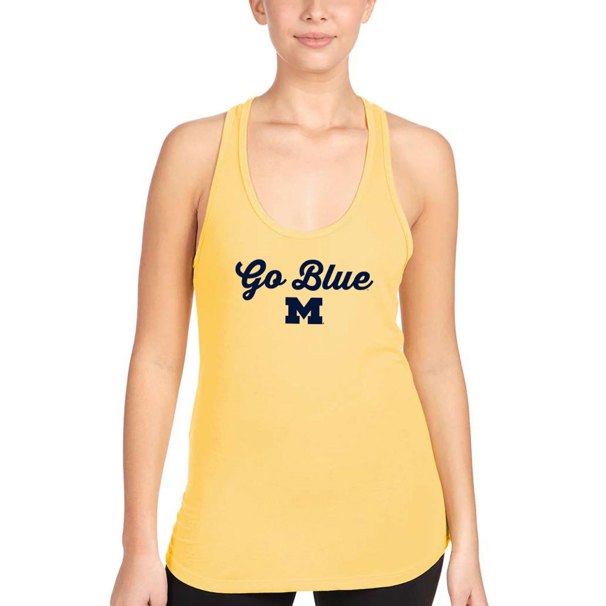 University of Michigan Wolverines Spirited Script Women's Racerback Tank - Banana Cream - Image 3
