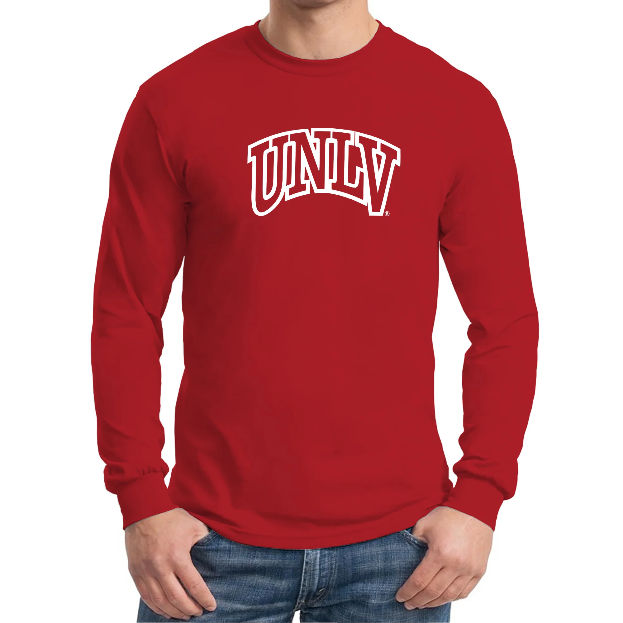 University of Nevada Las Vegas Rebels Arch Logo Long Sleeve T Shirt - Red - Image 3