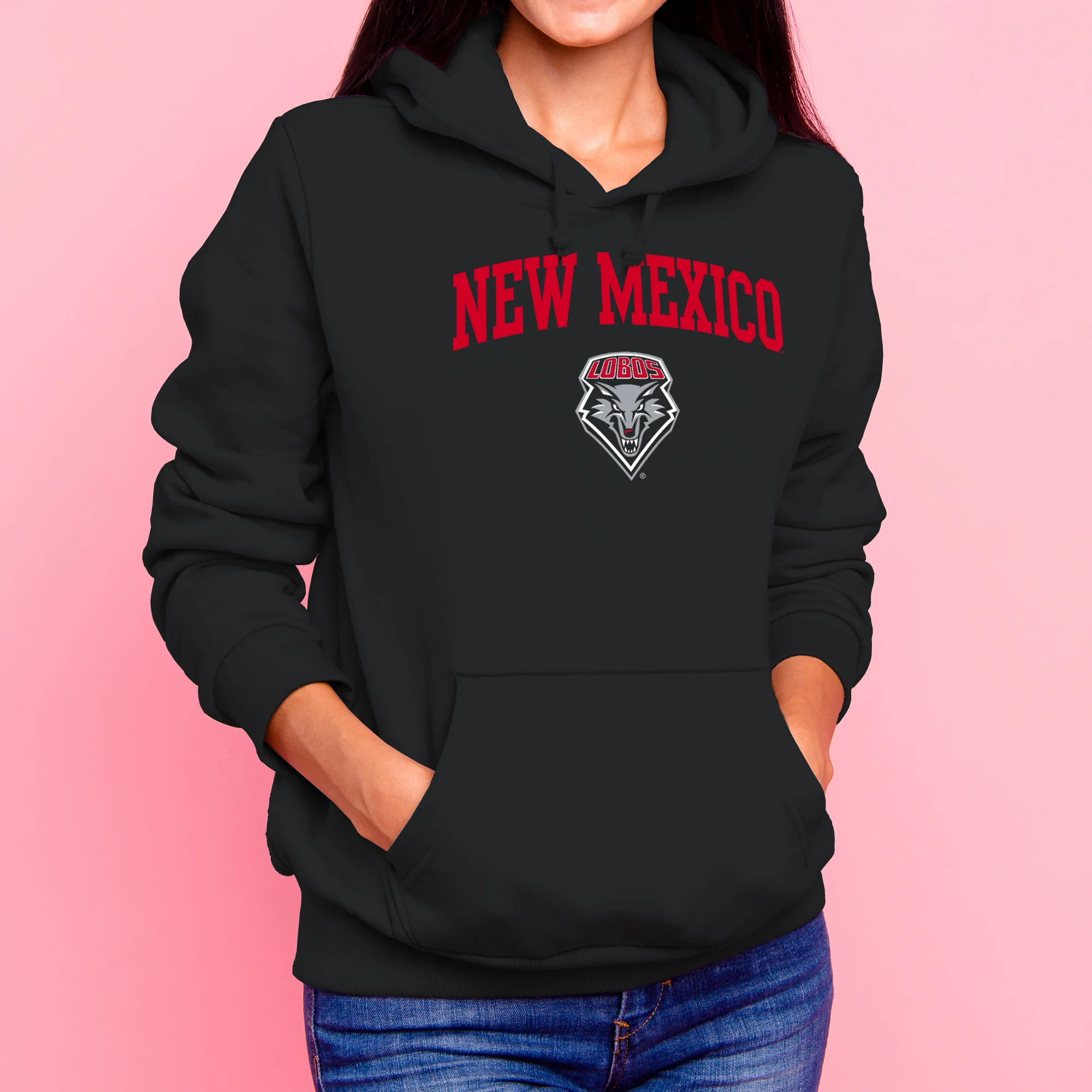 University of New Mexico Lobos Arch Logo Cotton Hoodie - Black - Image 4