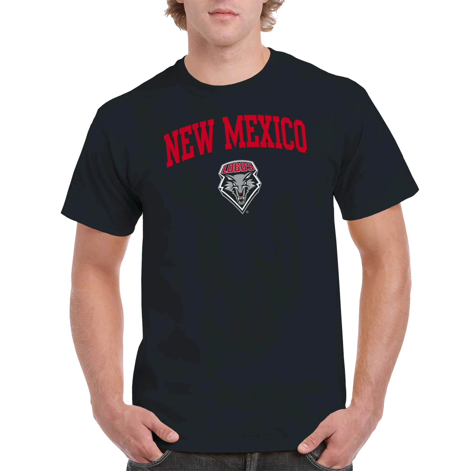 University of New Mexico Lobos Arch Logo Cotton T-Shirt - Black - Image 3