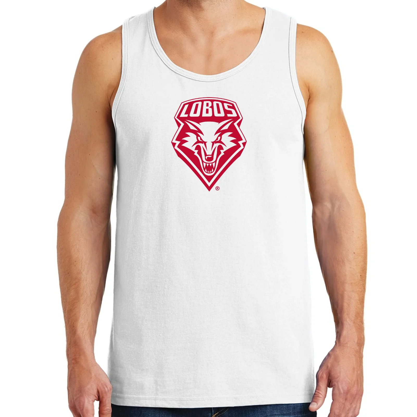 University of New Mexico Lobos Primary Logo Cotton Tank Top - White - Image 3