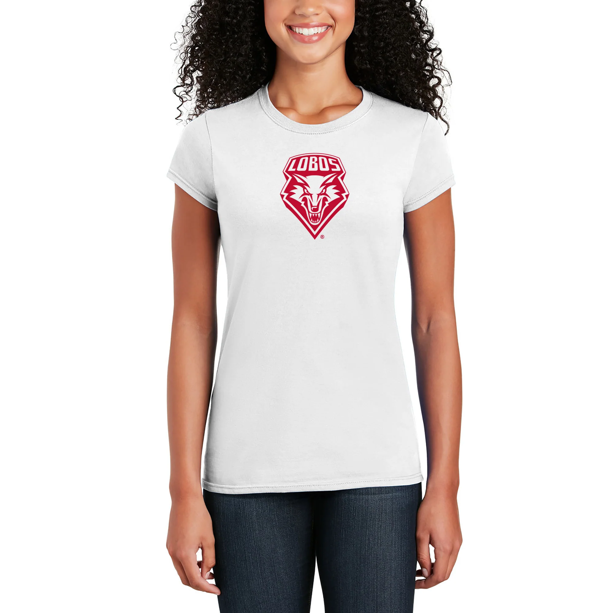 University of New Mexico Lobos Primary Logo Cotton Women's T-Shirt - White - Image 3