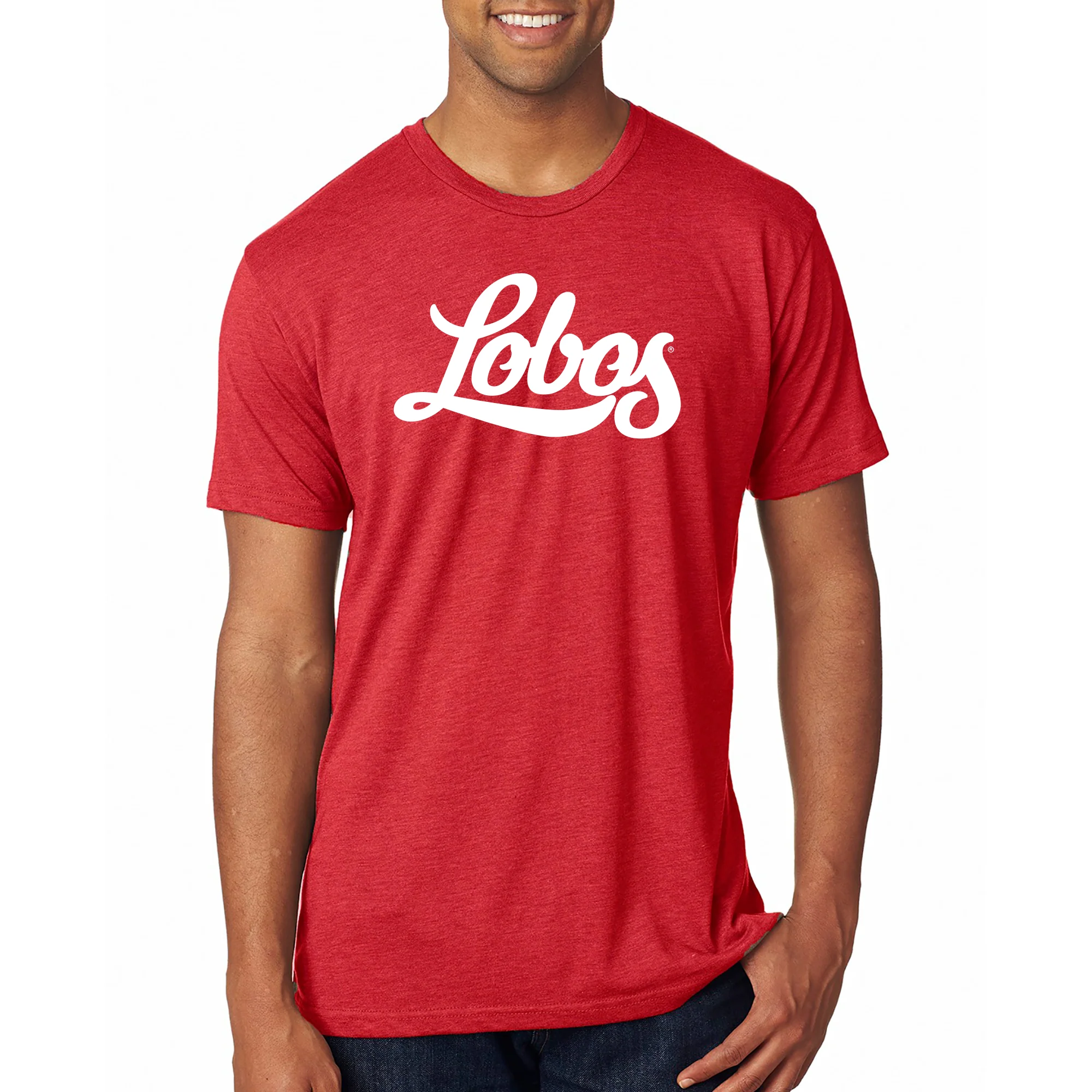 University of New Mexico Lobos Script Wordmark T-Shirt- Vintage Red - Image 3