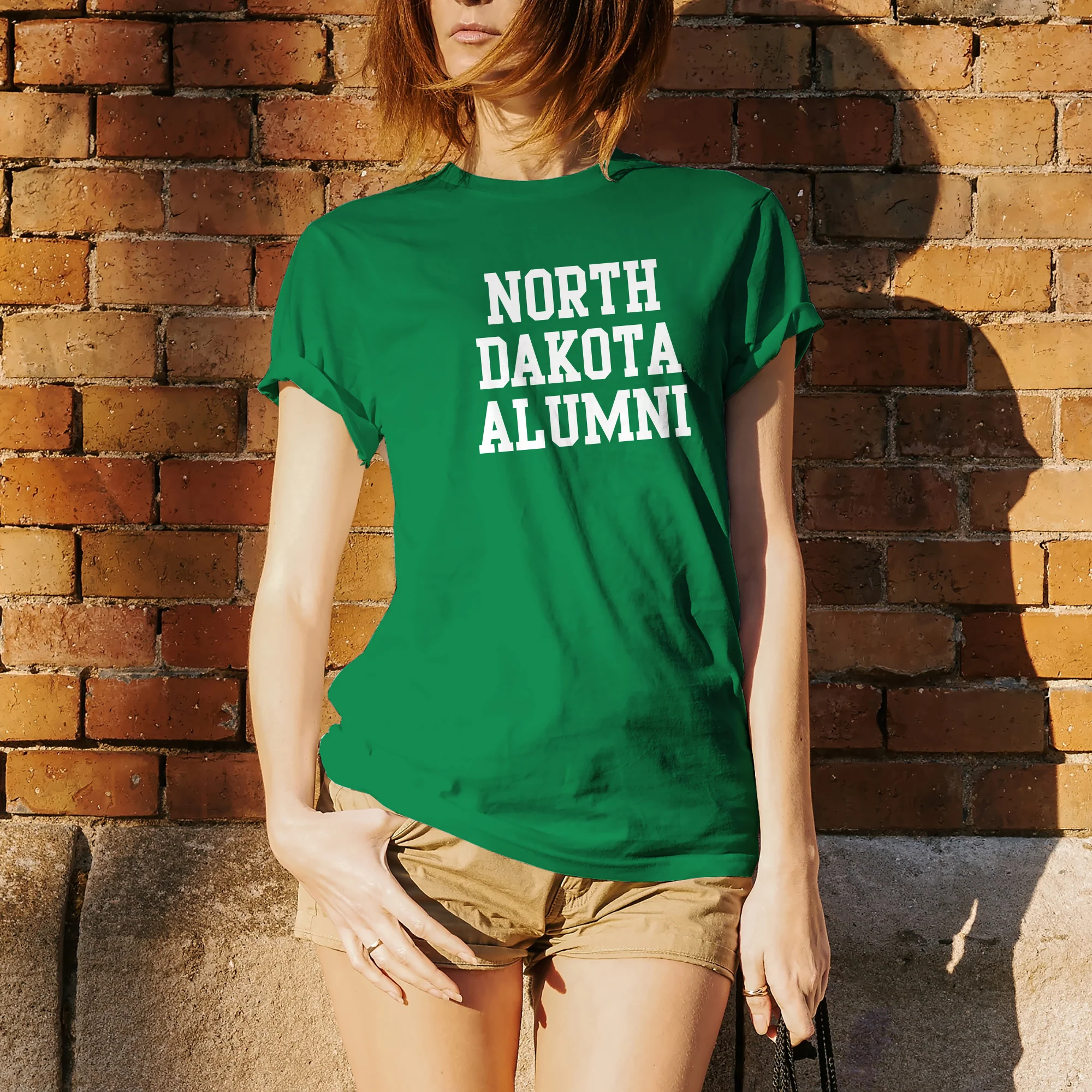 University of North Dakota Fighting Hawks Alumni Basic Block Short Sleeve T Shirt - Irish Green - Image 4