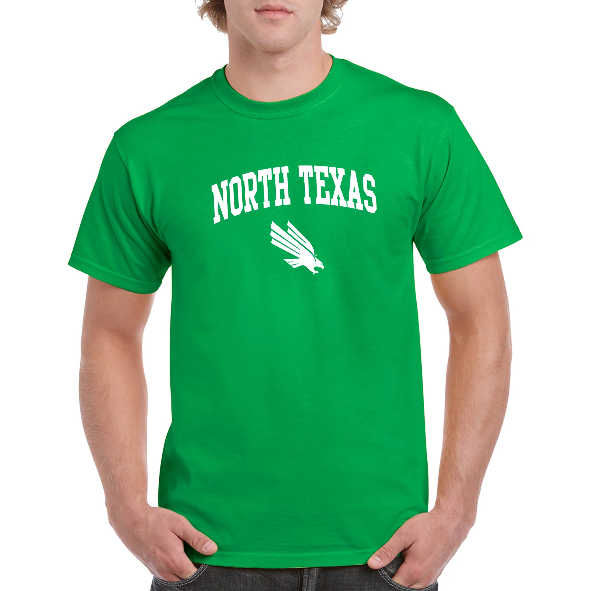 University of North Texas Mean Green Arch Logo Cotton T-Shirt - Irish Green - Image 3