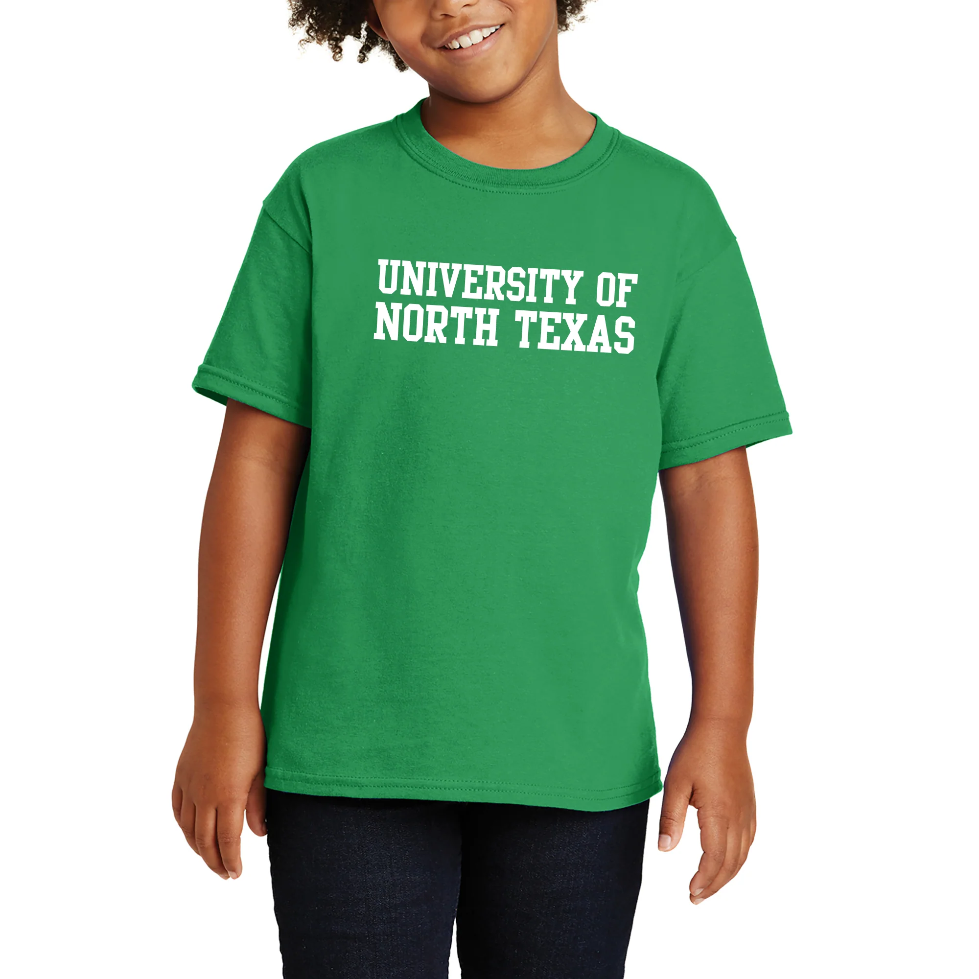 University of North Texas Mean Green Basic Block Cotton Youth T-Shirt - Irish Green - Image 4