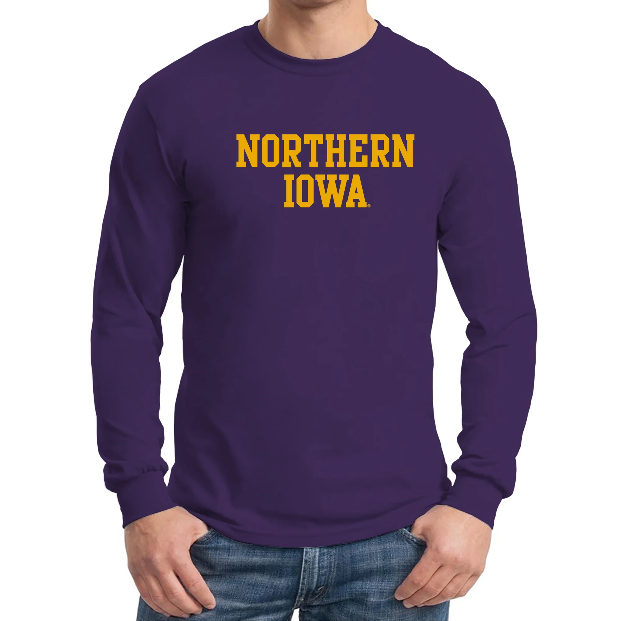 University of Northern Iowa Panthers Basic Block Long Sleeve T Shirt - Purple - Image 3